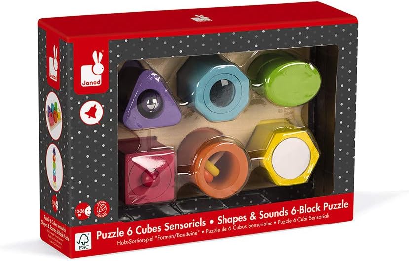 Detalle de Janod I Wood J05332 Wooden Sensory Puzzle with Six Sensory Stones