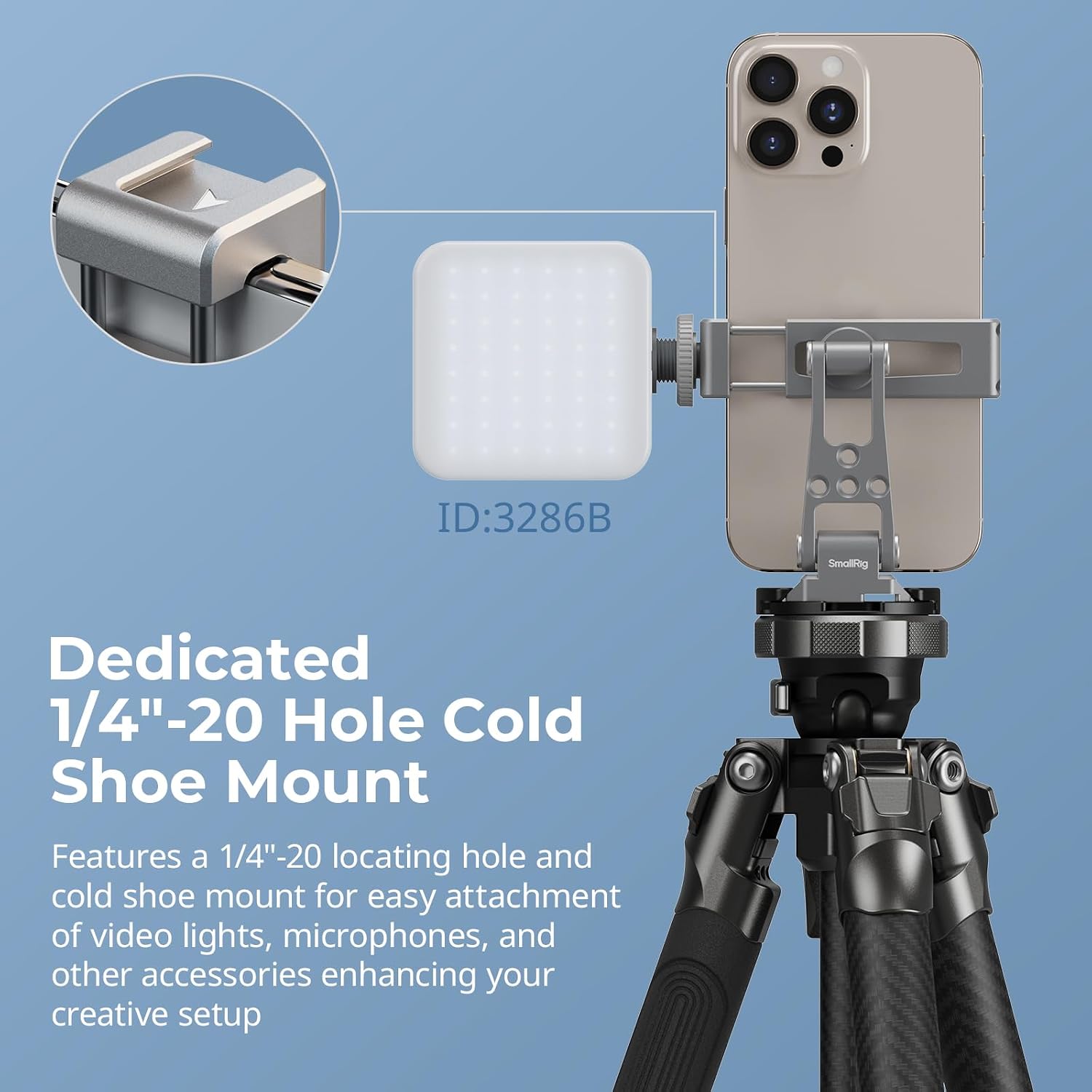 Detalle de SMALLRIG Metall-Handyhalterung mit Grundplatte für arca-Swiss – kompatibel mit DJI RS 4 Mini & RS 3 Mini