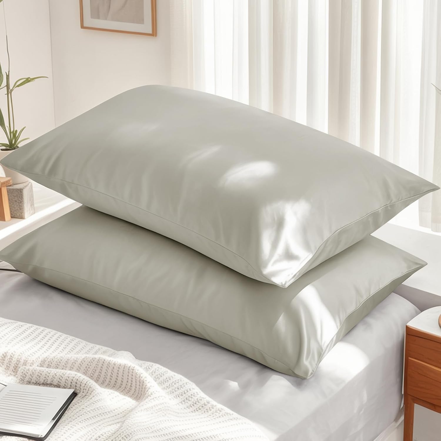 Detalle de Tifschlaf 2 Pack Cotton Pillow Cases 50x75cm – Envelope Closure, OEKO-TEX, Beige/ Cream
