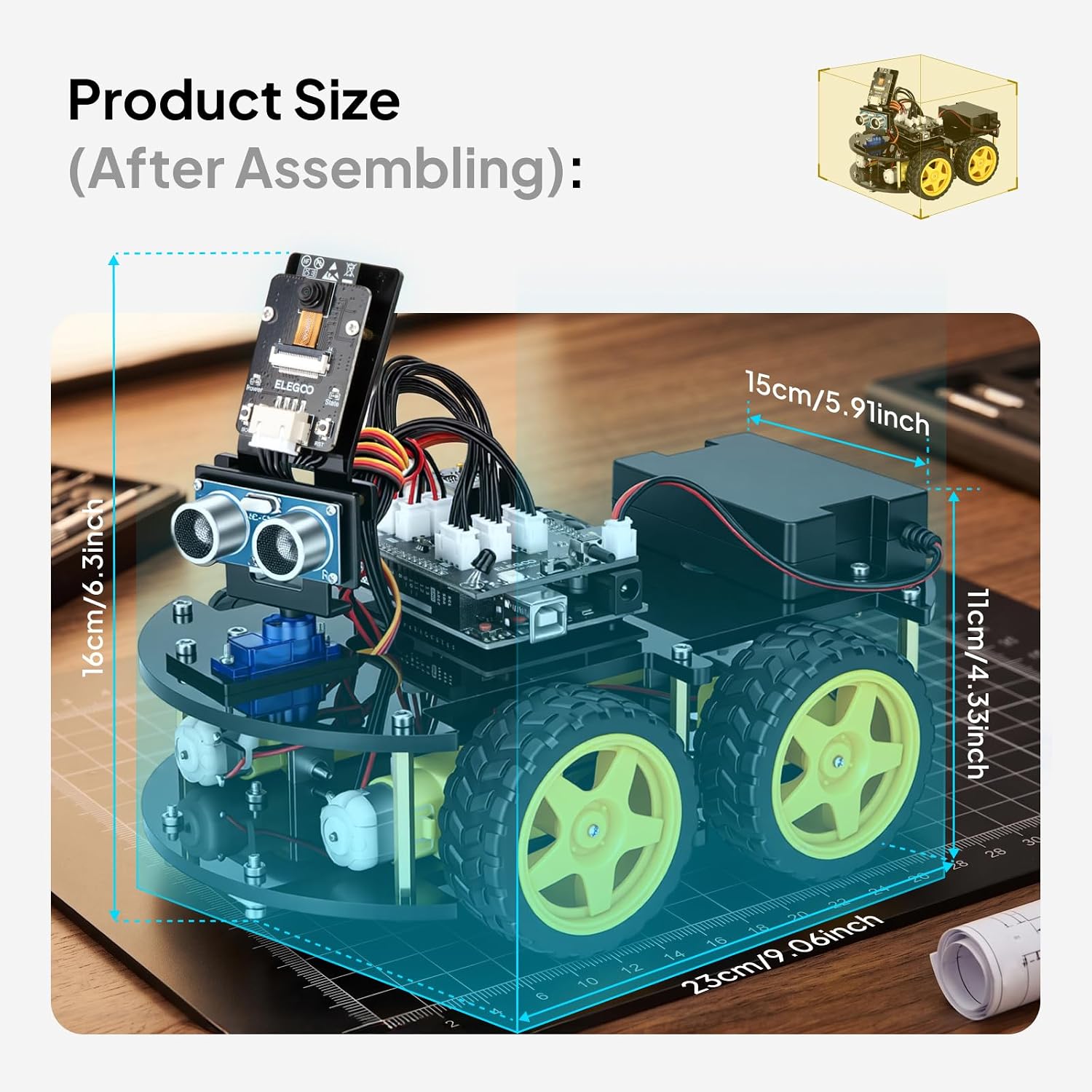 Detalle 2 de ELEGOO UNO R3 Smart Robot Car Kit V4 for Kids 🤖