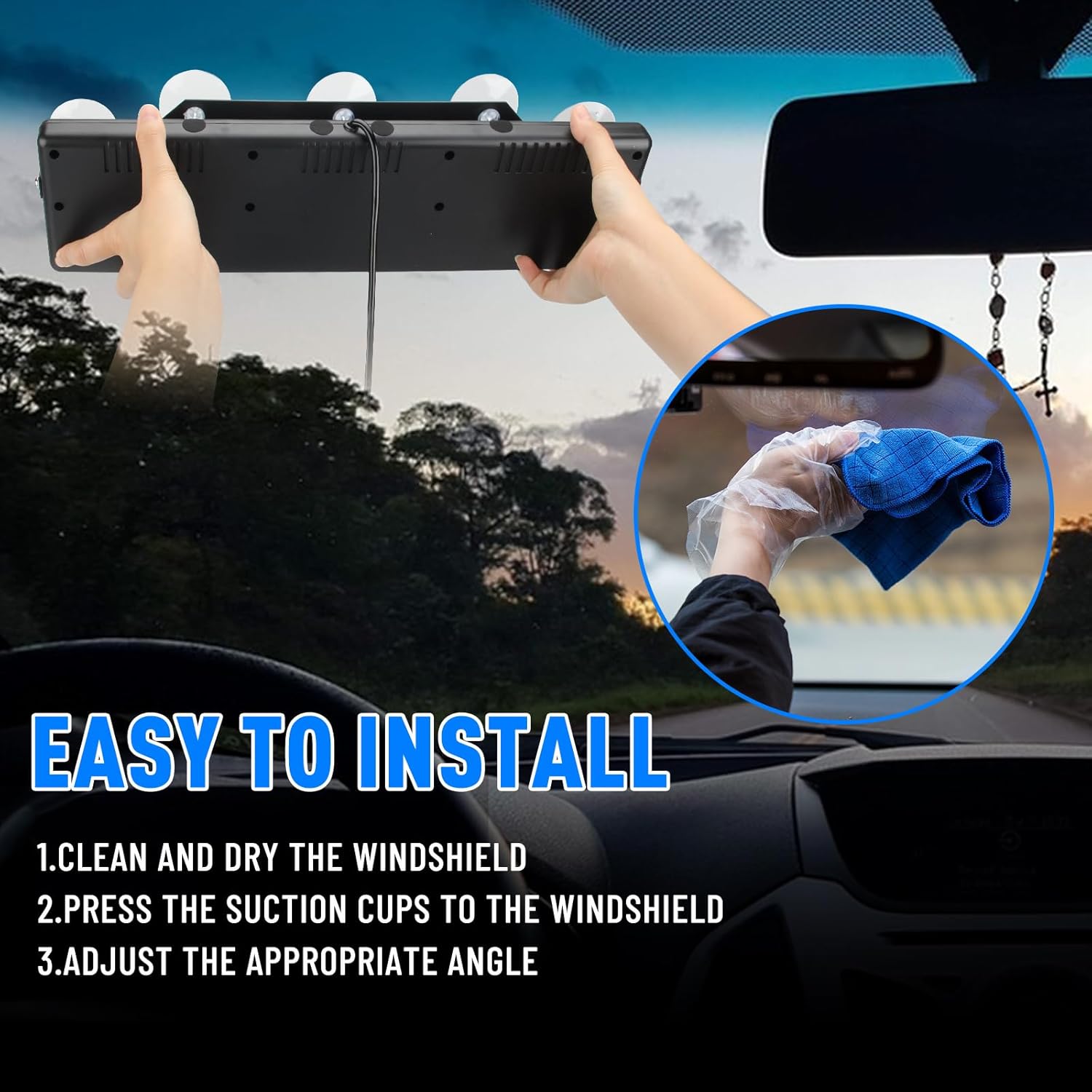 Thumbnail 6 de I LITTON 2-In-1 Red & Blue LED Windshield Dash Strobe Lights with Suction Cups