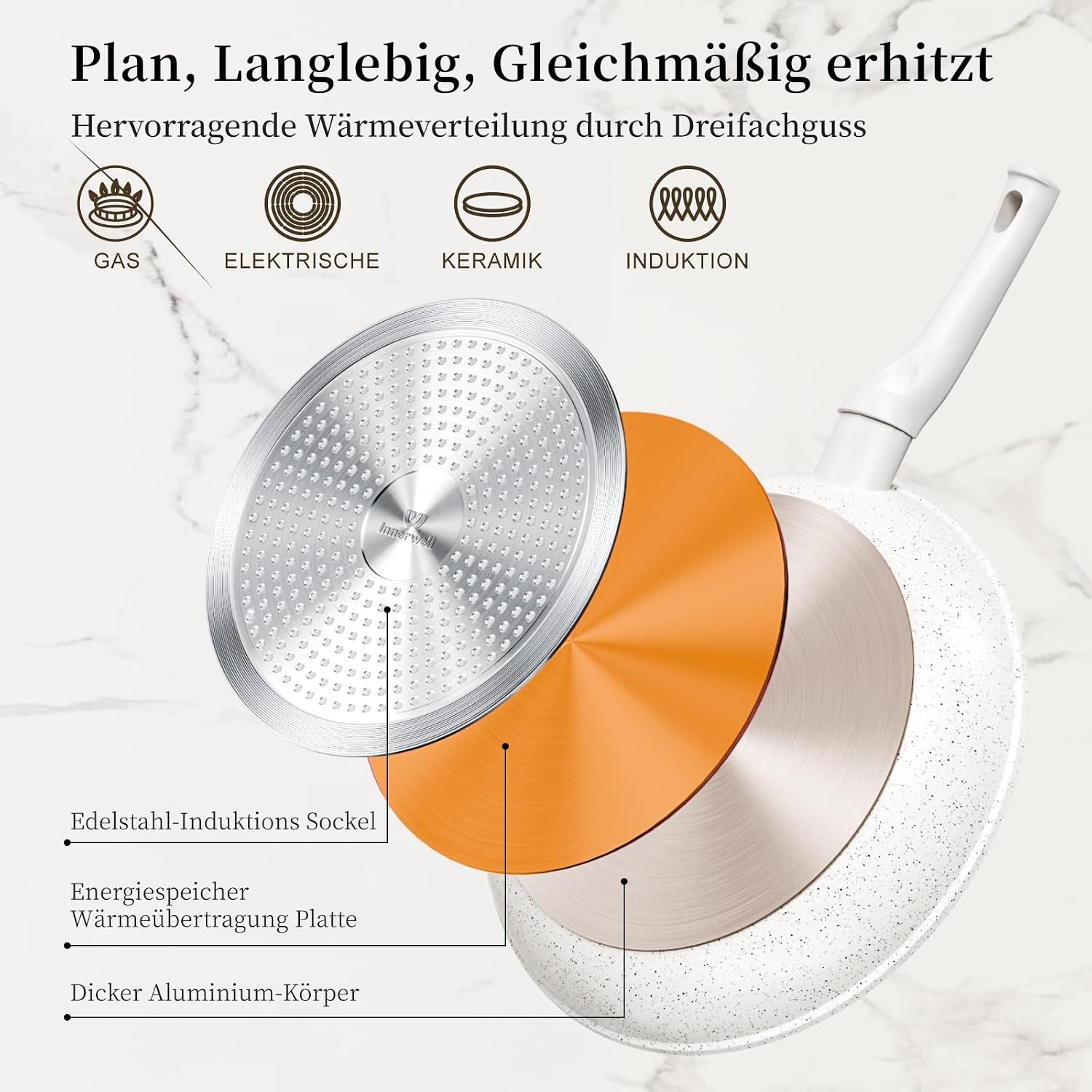 Detalle de Innerwell 24 cm Antihaft-Bratpfanne für Induktion