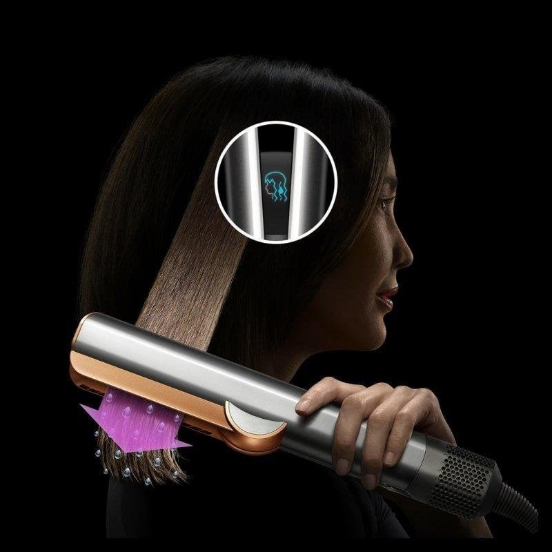 Detalle 2 de Dyson Airstrait HT01 ámbar: plancha de pelo con vapor que alisa y seca en húmedo y seco
