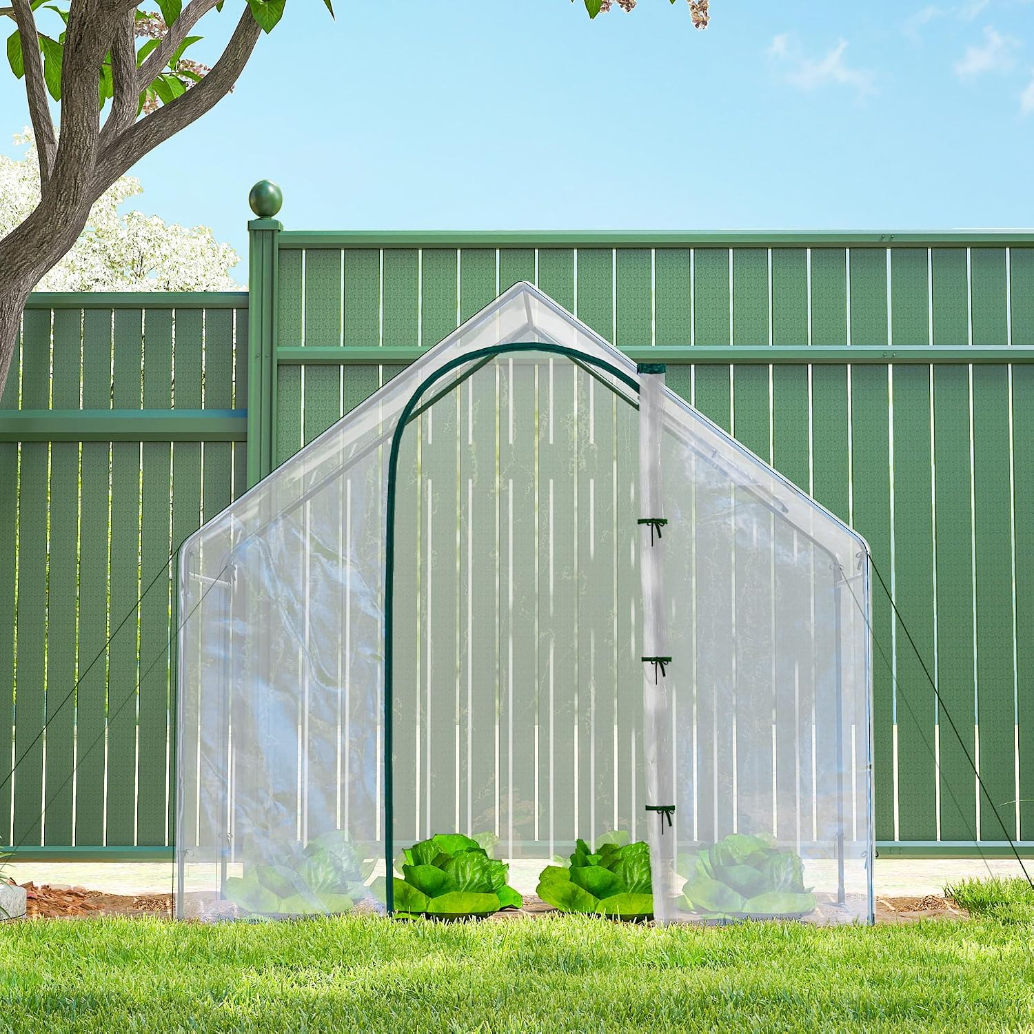 Detalle de Outsunny 845-154V00CR broeikas van staal en pvc, transparant, 1,8 x 1 x 1,68 m