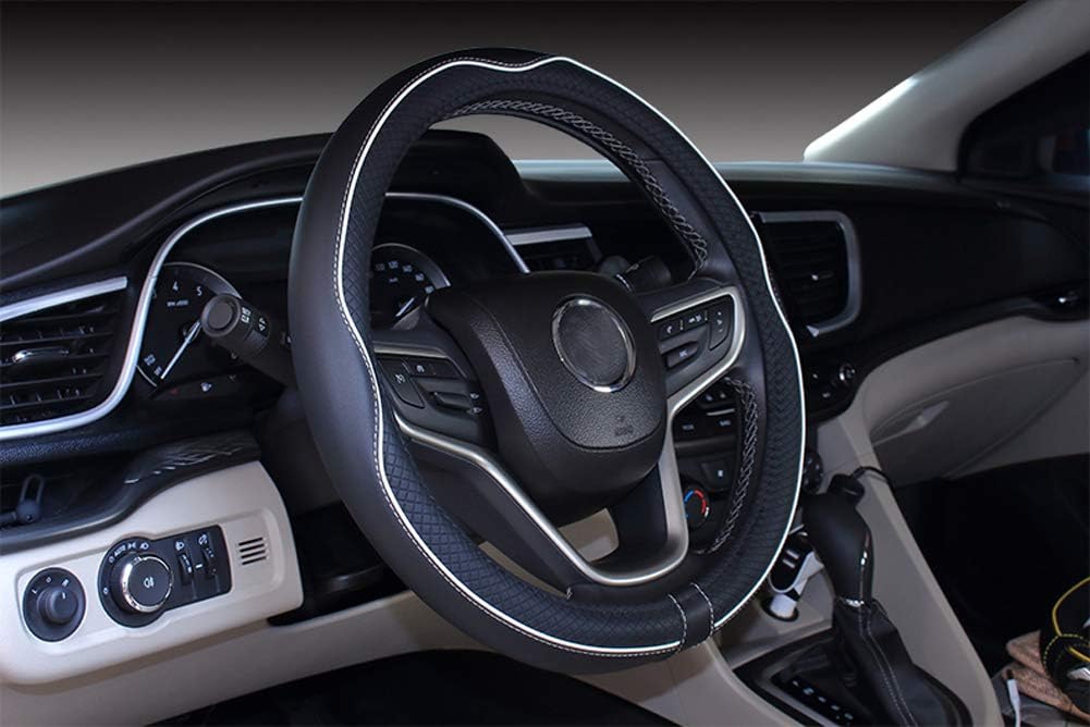 Thumbnail 5 de Istn Microfiber Leather Car Steering Wheel Cover (15 inch, D Shape, Black/Gray) – Breathable & Anti-slip