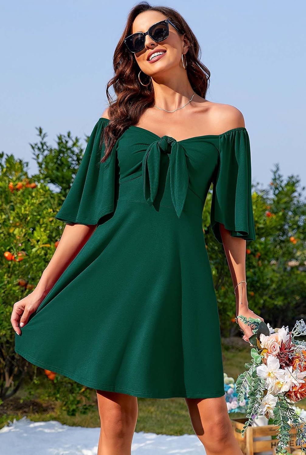 Thumbnail 3 de Actcat Damenkleid 2024 – elegantes Minikleid mit tiefem V-Ausschnitt und Fliege