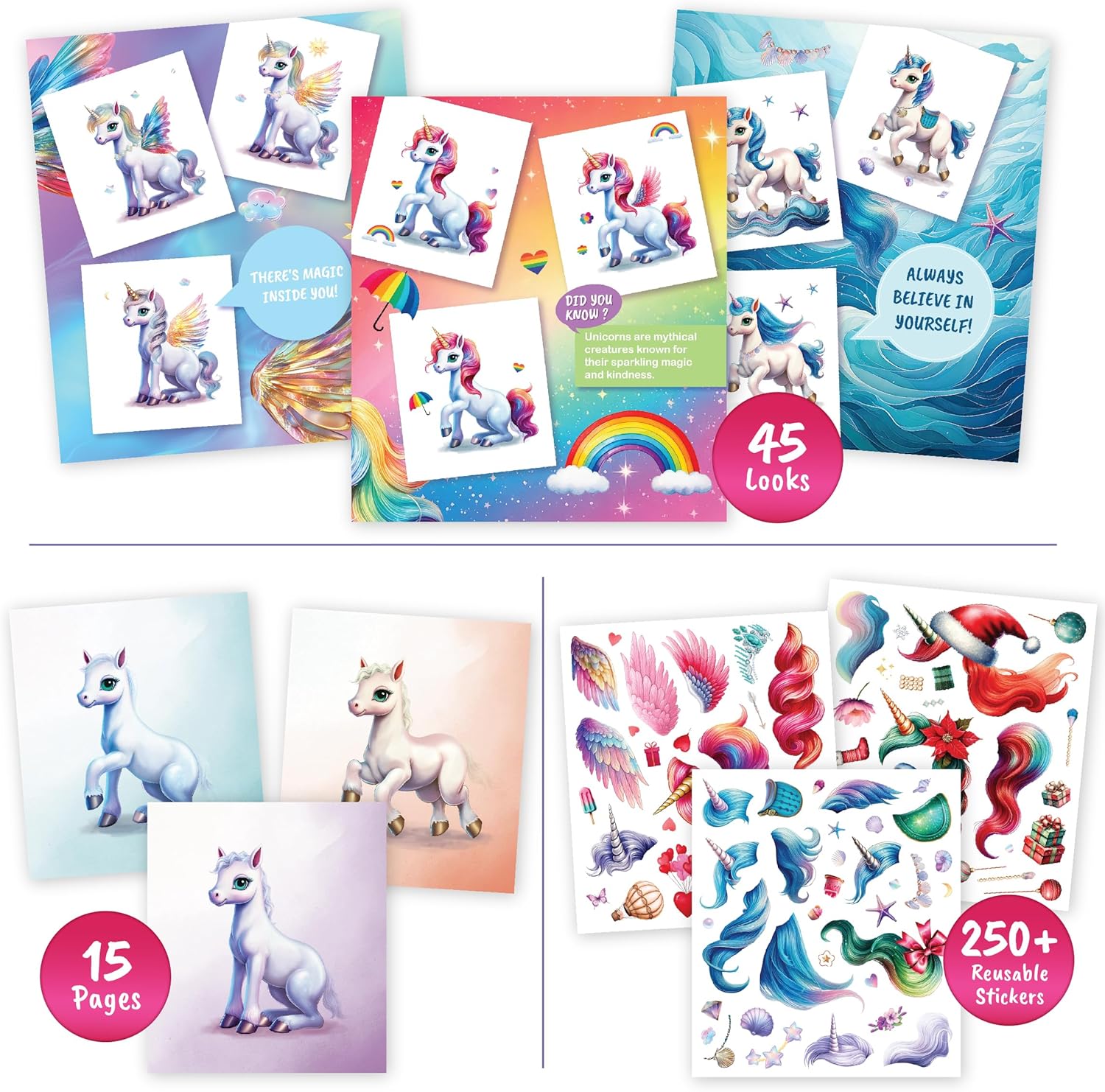 Detalle de BSCOOL Sticker Dress Up Unicorn 250+ 🧚♀