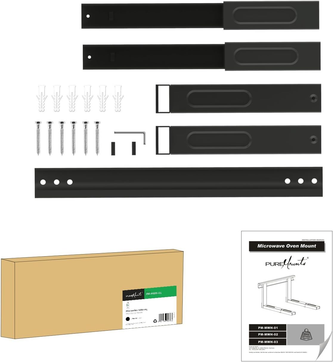 Thumbnail 3 de Support de montage mural PureMounts PM-MWH-01 universel pour micro-ondes, longueur réglable 385 à 535 mm