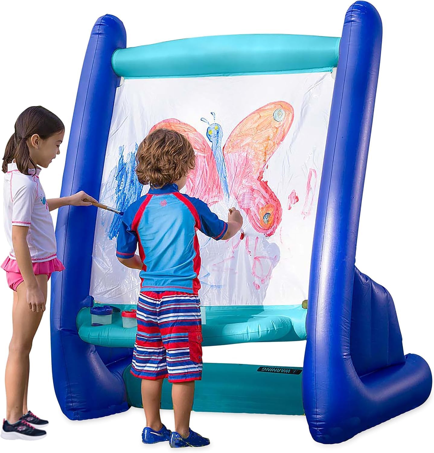 Hearthsong Double-Sided Inflatable Kids Art Easel (Outdoor & Indoor Paint Station) for Toddlers and Kids