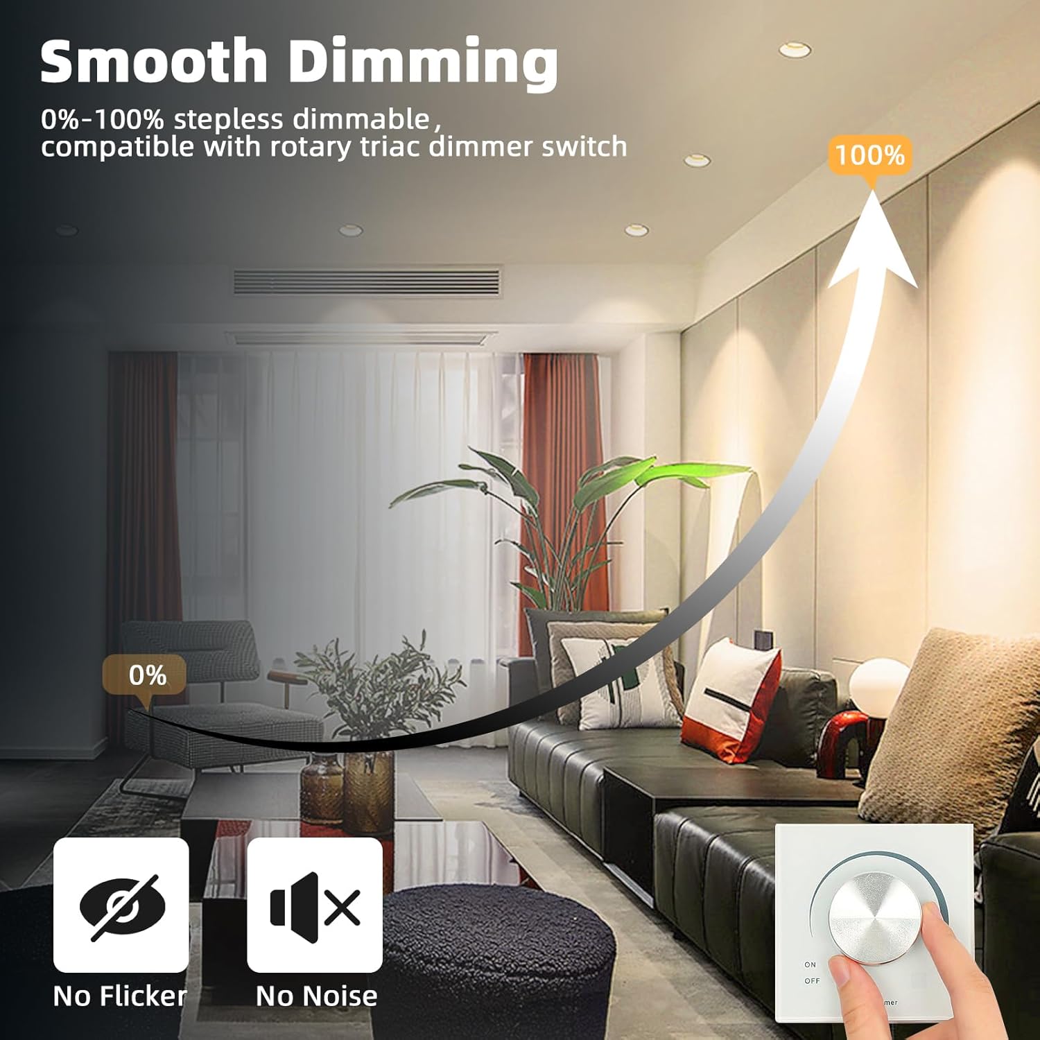 Thumbnail 2 de Wondlumi 6x 7W Dimmable COB LED Downlights, 240V, Ultra-Thin Recessed, Warm 3000K, 600lm, Black Round