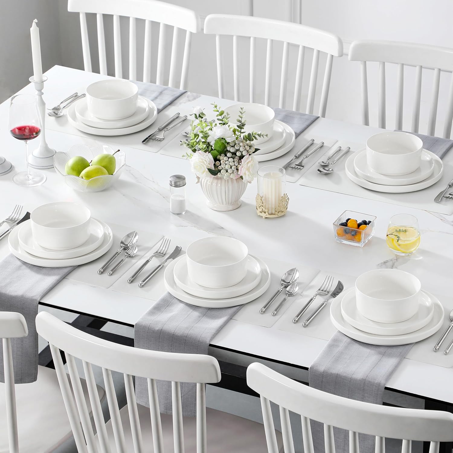 Detalle de MALACASA 18 Pieces Porcelain Dinnerware Set (Series LEAH) for 6