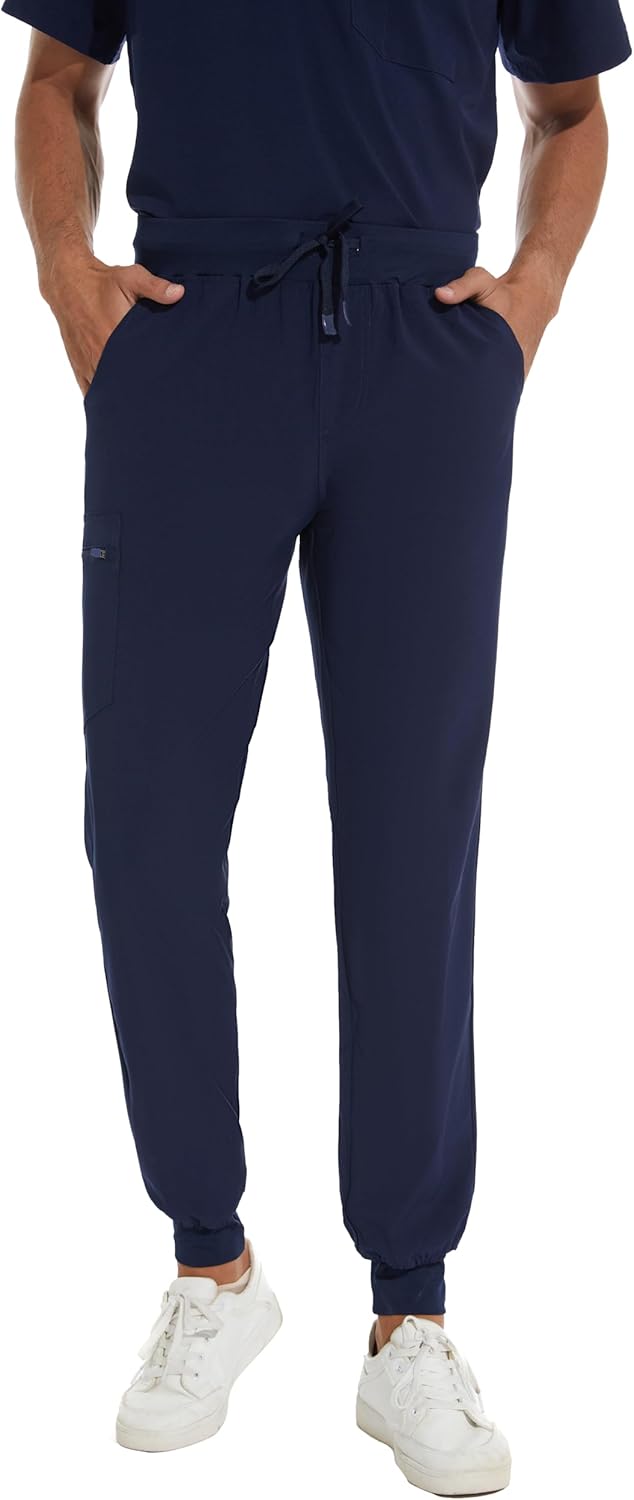 Thumbnail 6 de COZYFIT Men Scrubs Set: Stretch V-Neck Top & Yoga Waistband Jogger Pants with 8 Pockets