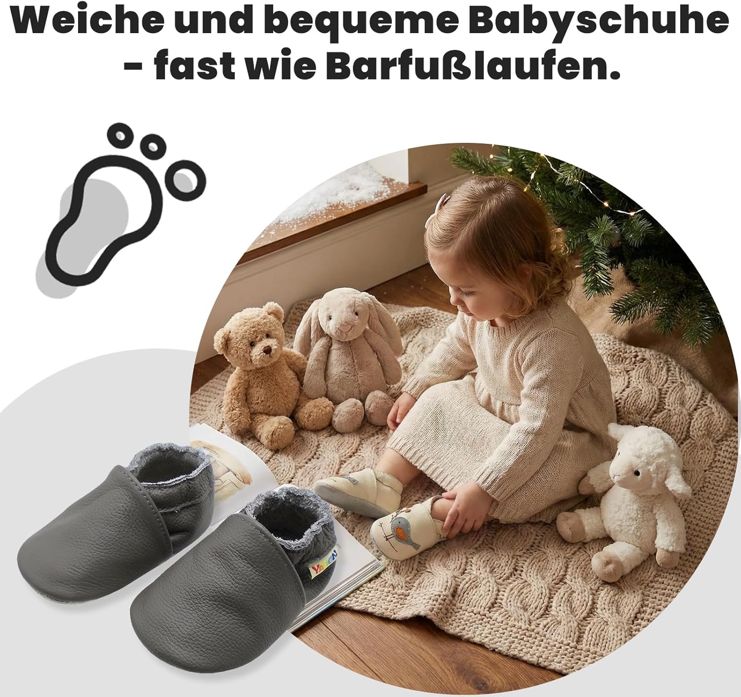 Thumbnail 4 de YALION Baby Weicher Leder Lauflernschuhe Krabbelschuhe – flexible Lederschuhe für Babys