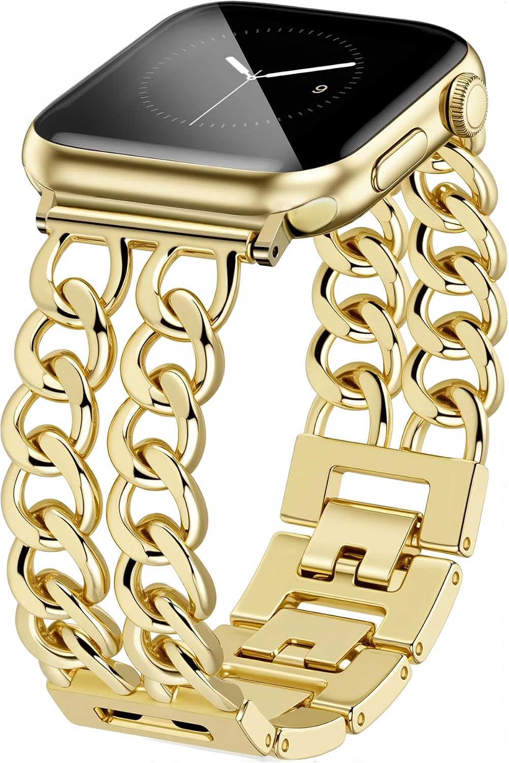 Detalle de JR.DM Gold Watch Bands for Women — Adjustable Metal Bracelet for Apple Watch (42mm/44mm/45mm/46mm/49mm)