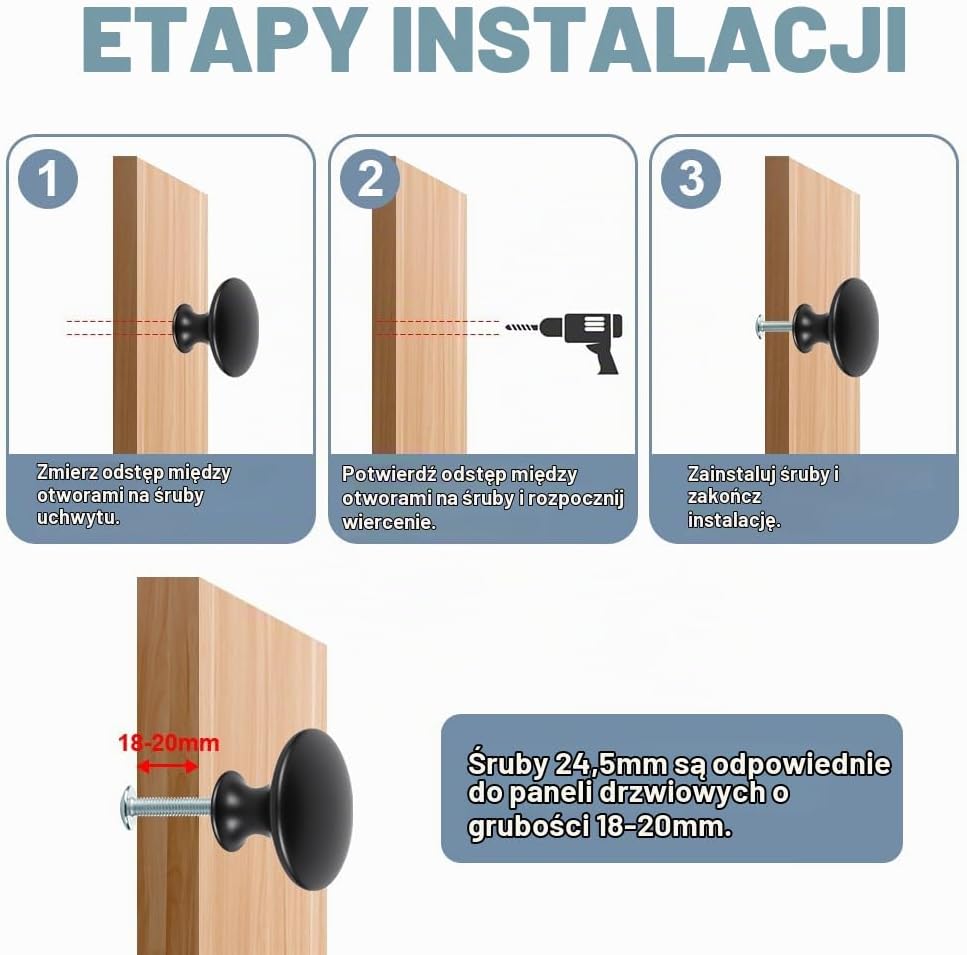 Detalle 2 de OSDUE P2-CTBSBLACKW251017-FBA – czarne gałki meblowe vintage, zestaw 12 sztuk