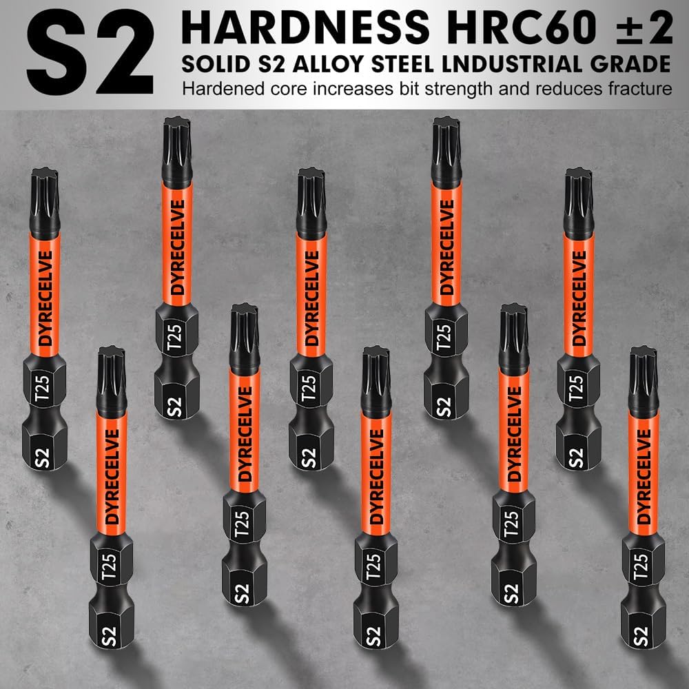 Thumbnail 2 de DYRECELVE 10pcs 2'' T25 Torx Bit Set インパクトドライバー用ビット 10個組、2インチ・磁気先端