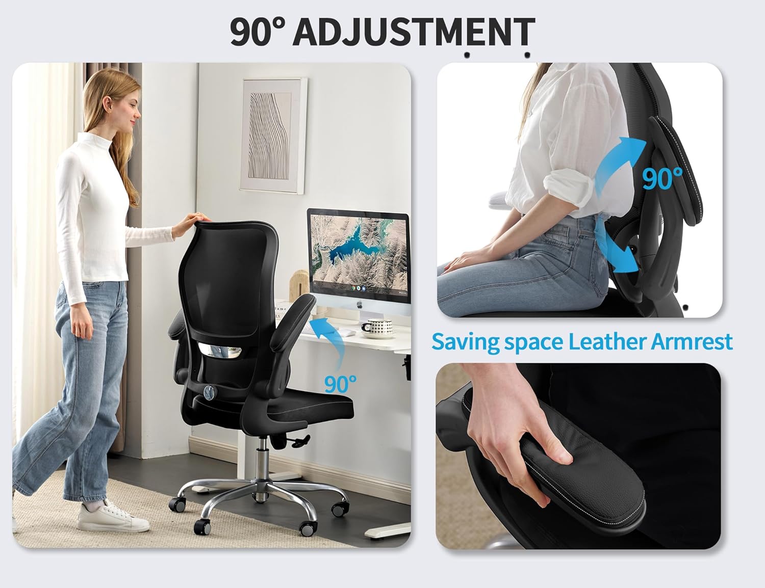 Thumbnail 5 de TRALT Ergonomic Office Chair with S-Curve High Back & Adjustable Lumbar Support (Black)