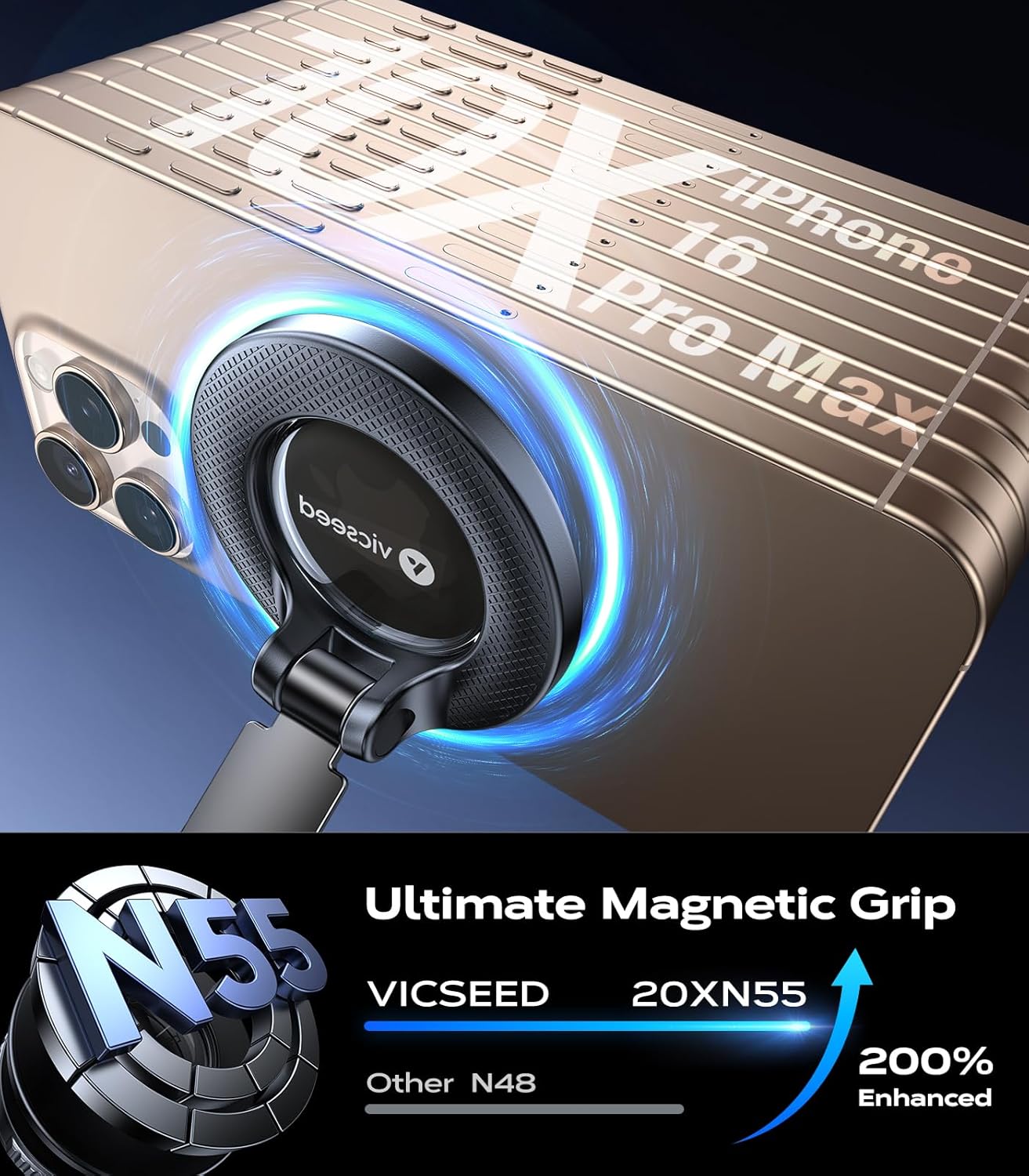 Detalle de VICSEED MagSafe Car Mount Vacuum Holder with 55KG Suction — 360° Adjustable
