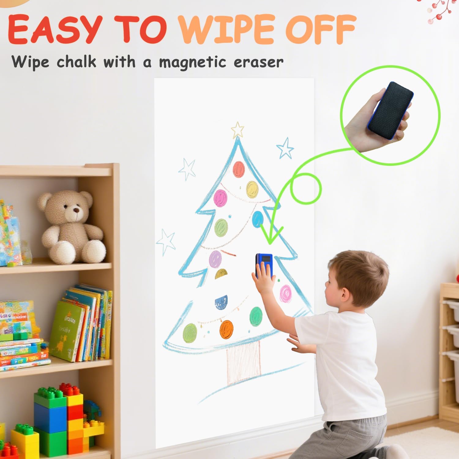Detalle de FANPROMS Magnetic Wall Decal, 120 x 45 cm White Chalkboard Sticker