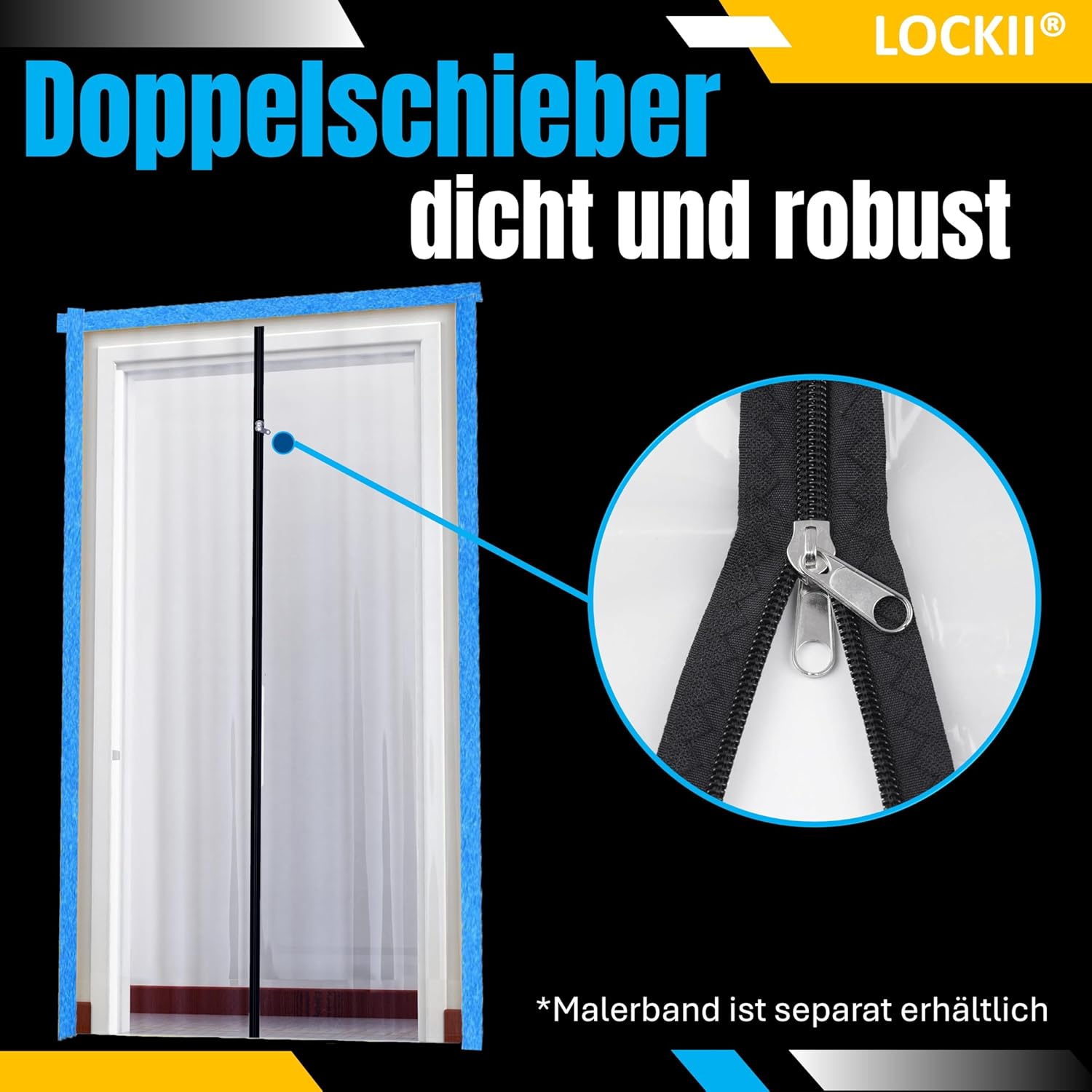 Thumbnail 4 de LOCKII® 2x Staubschutztür mit Reißverschluss (1,20 x 2,20 m) – extra starkes HDPE, wasserdicht & staubdicht