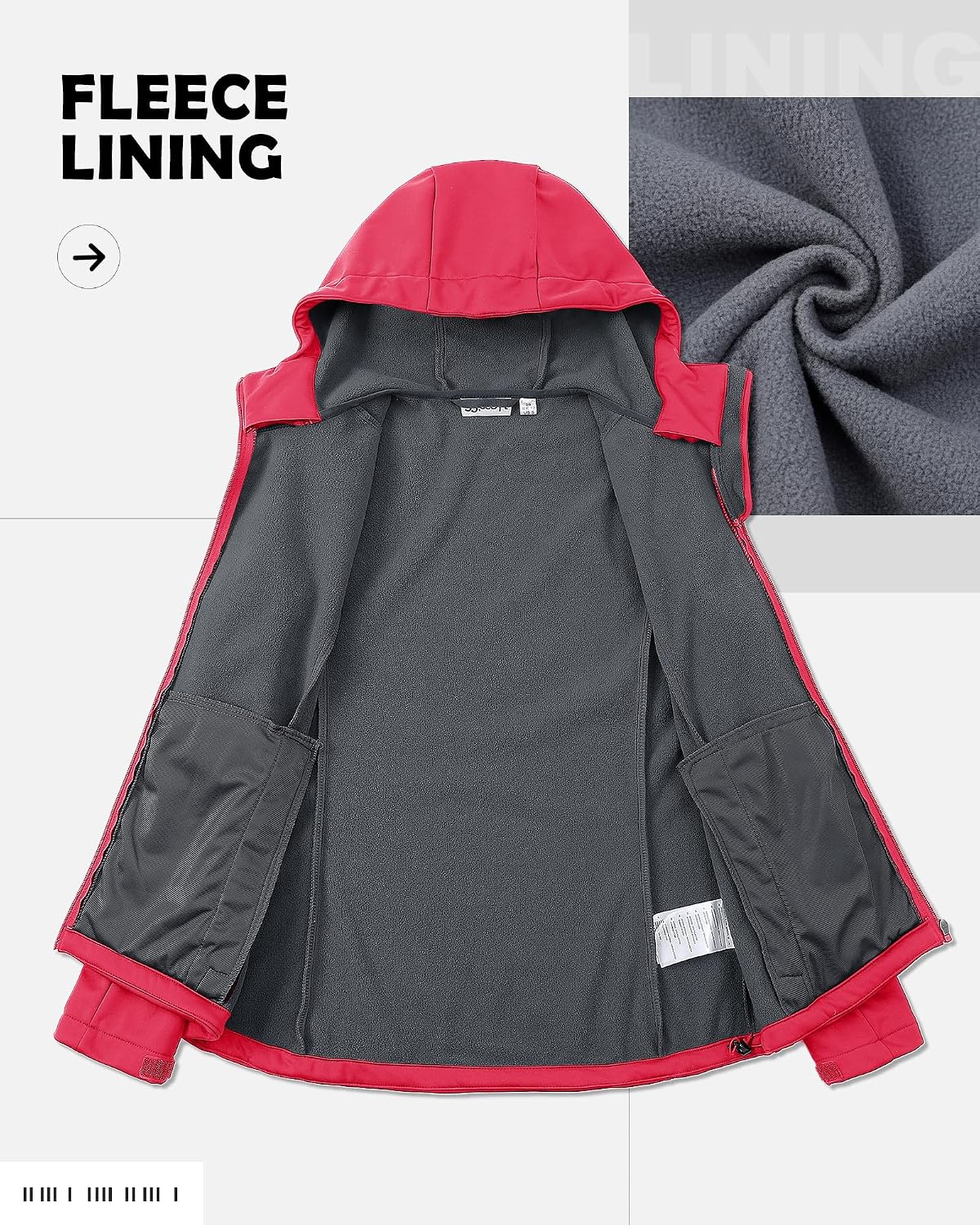 Thumbnail 2 de 33,000ft Damen gefütterte Softshelljacke mit Fleece & wasserdichter Beschichtung (8.000 mm) für Rad, Wandern & Übergang
