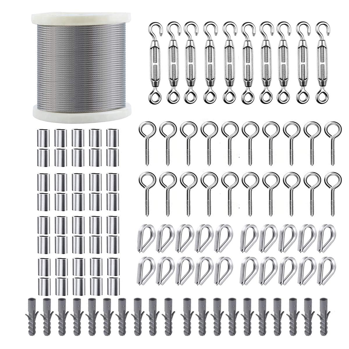 Detalle de TooTaci Garden Wire for Climbing Plants Kit – 60m PVC-Coated Stainless Steel Cable with M5 Turnbuckle Tensioners