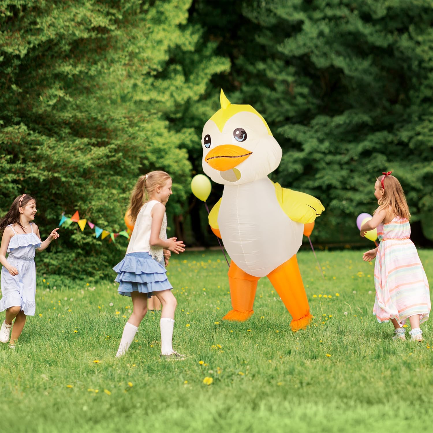 Detalle de M MH ZONE Inflatable Duck Costume for Adults and Kids, Bright Yellow with Fan