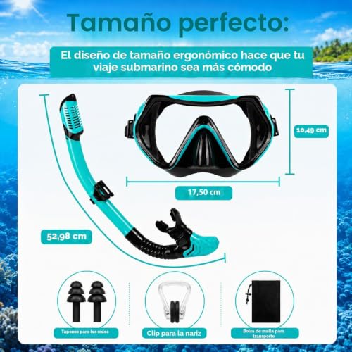 Thumbnail 7 de KAEFUYS Gafas de buceo profesional 180° con tubo seco y vidrio templado