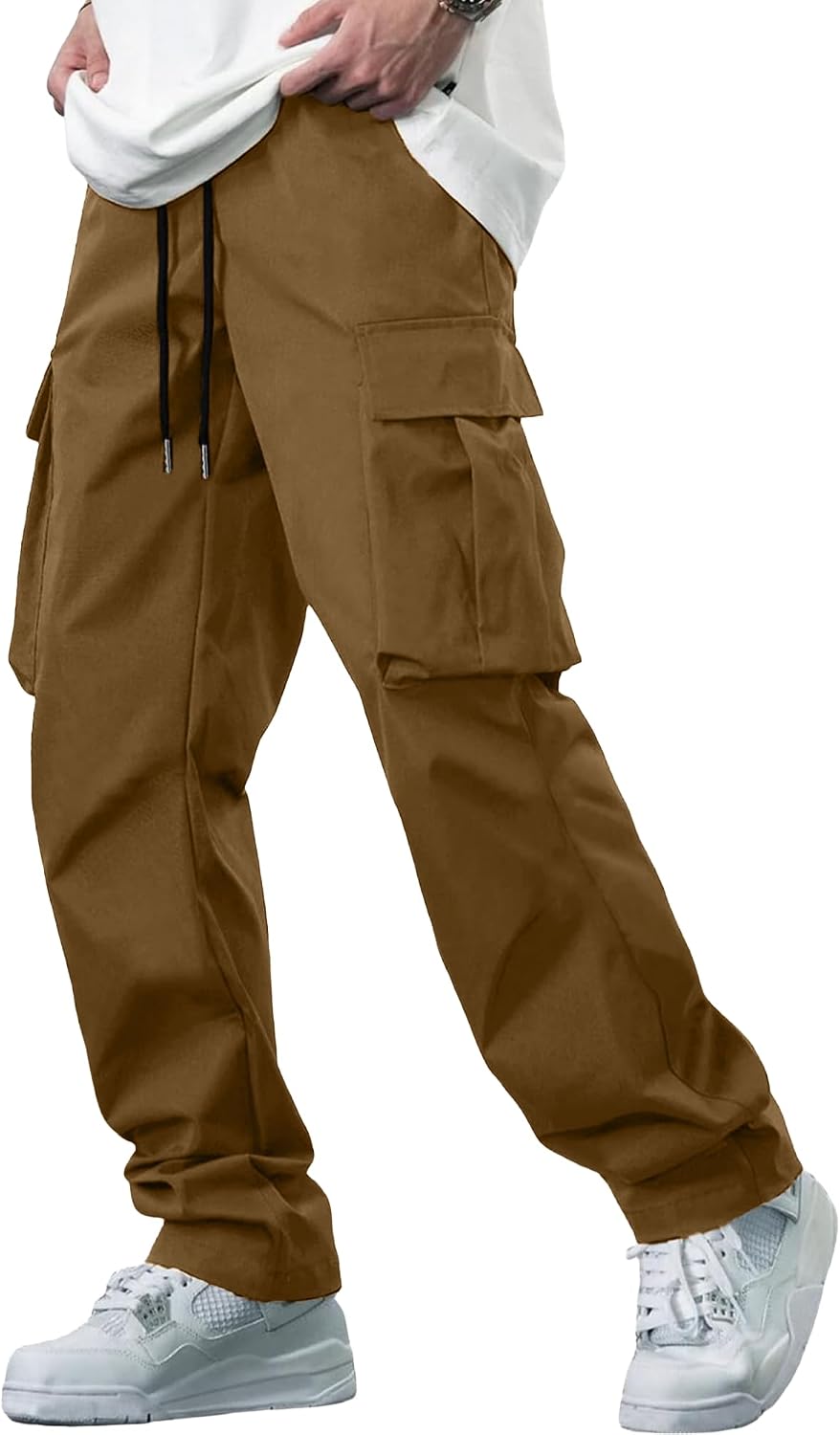 Thumbnail 6 de YAOBAOLE Pantalon cargo homme coton taille élastique avec multi-poches