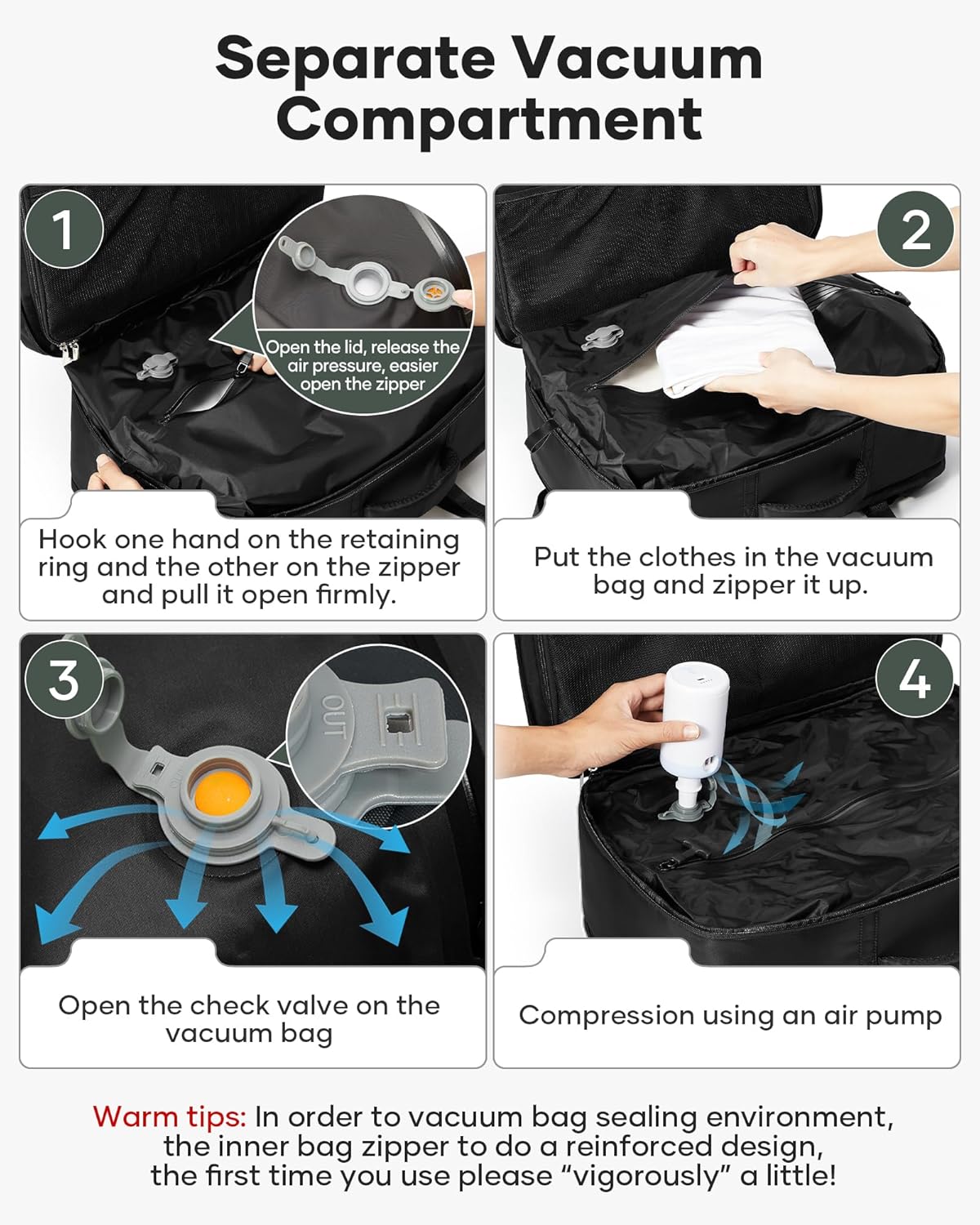 Thumbnail 3 de VECAVE Vacuum Travel Backpack Garment Bag Large Suit Bag for Travel