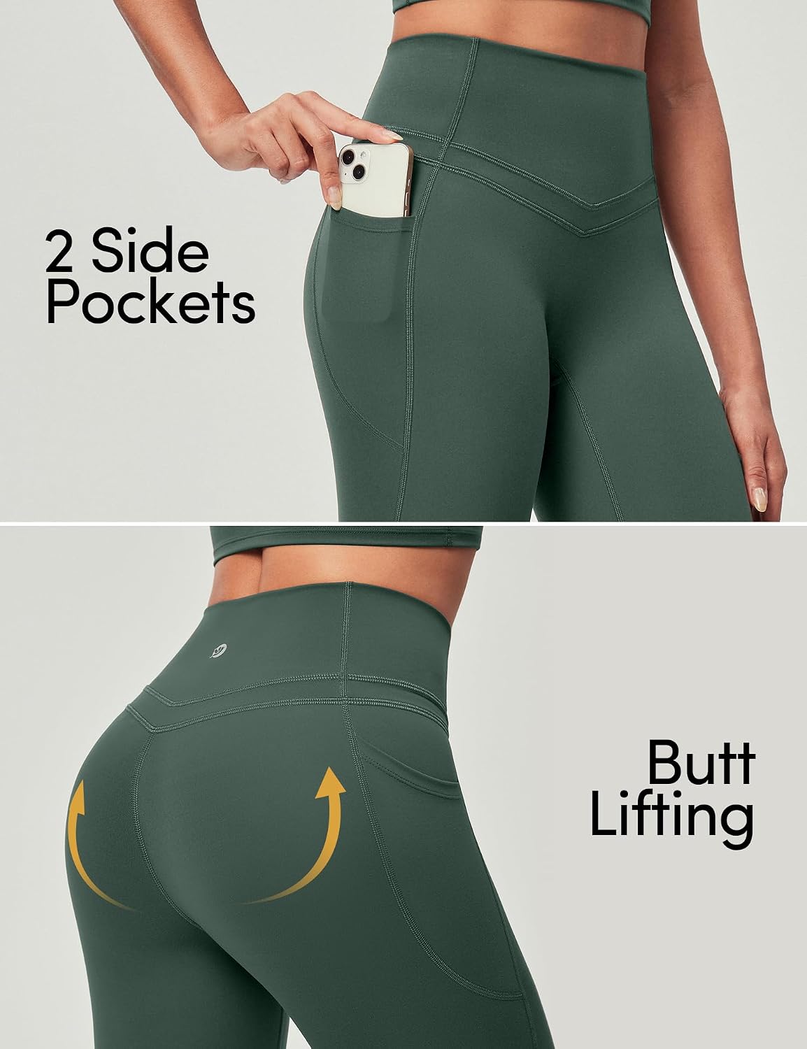 Detalle de IUGA PowerTight Compression Leggings with Pockets for Women — High-Widelity Tummy Control