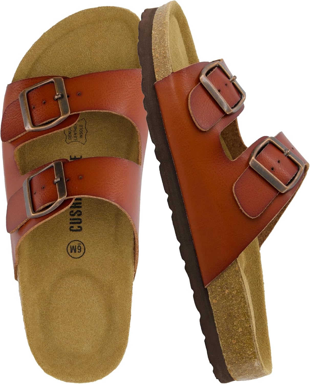 Detalle de CUSHIONAIRE Lane-Parent Cork Slide Sandals with Adjustable Buckles and Platform