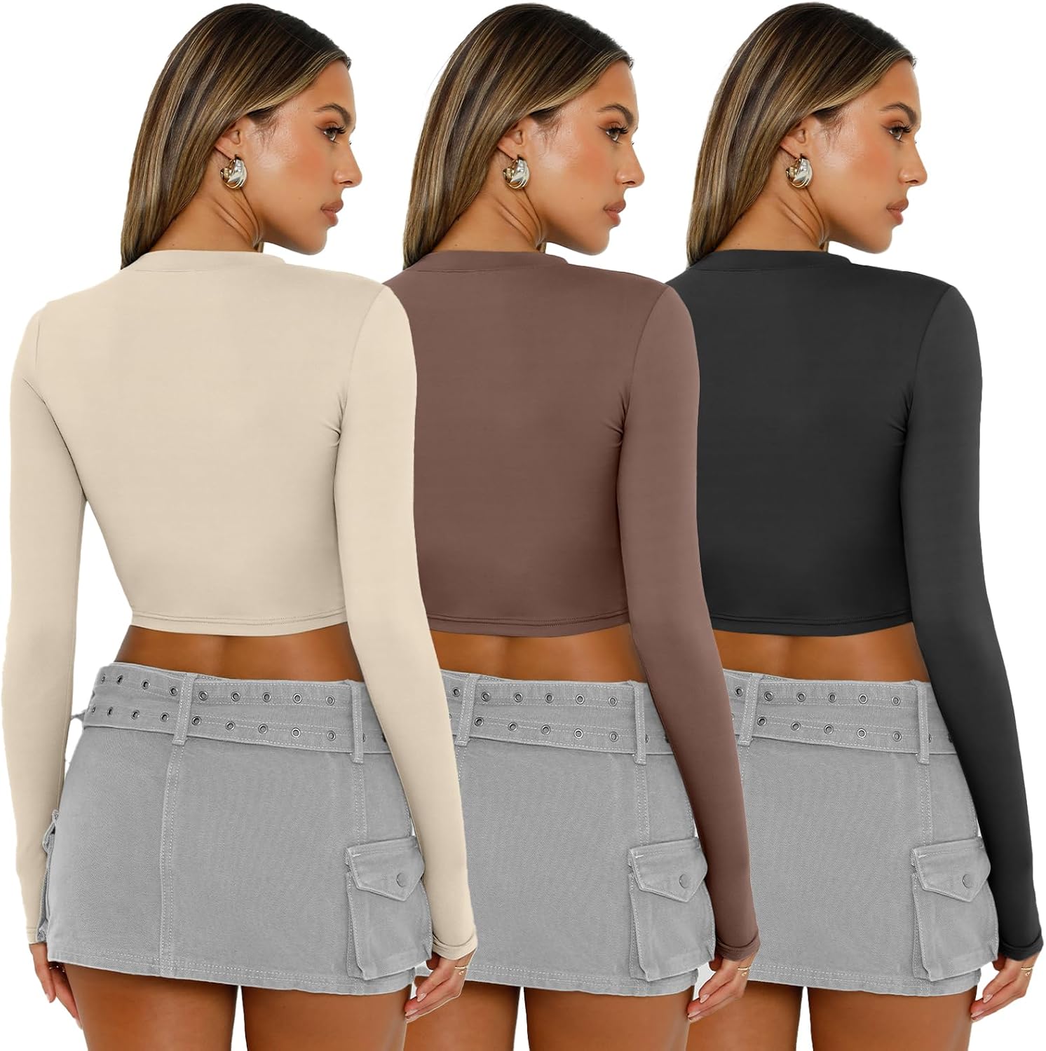 Detalle 2 de AUTOMET Long-Sleeve Crop Tops 3-Pack