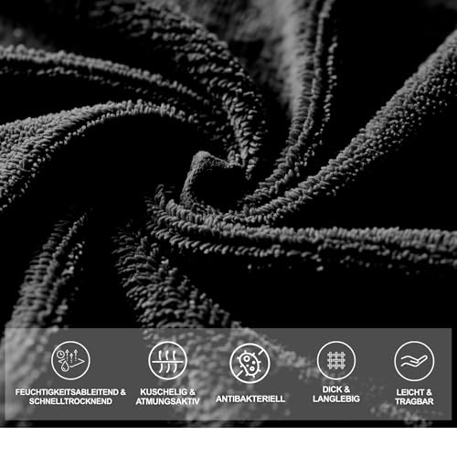 Detalle de POWER GUIDANCE Fitness Handtuch Set – Premium Mikrofaser Zweiteiliges Handtuch-Set (130x50 cm & 50x30 cm) mit Kapuze, Druckknöpfen, Reißverschlusstasche, Magnetclip und Gummiband