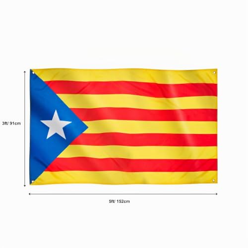 Detalle de Runesol Estelada Catalana - Bandera de Cataluña 91x152 cm para exterior (4 Ojales) - Independentista