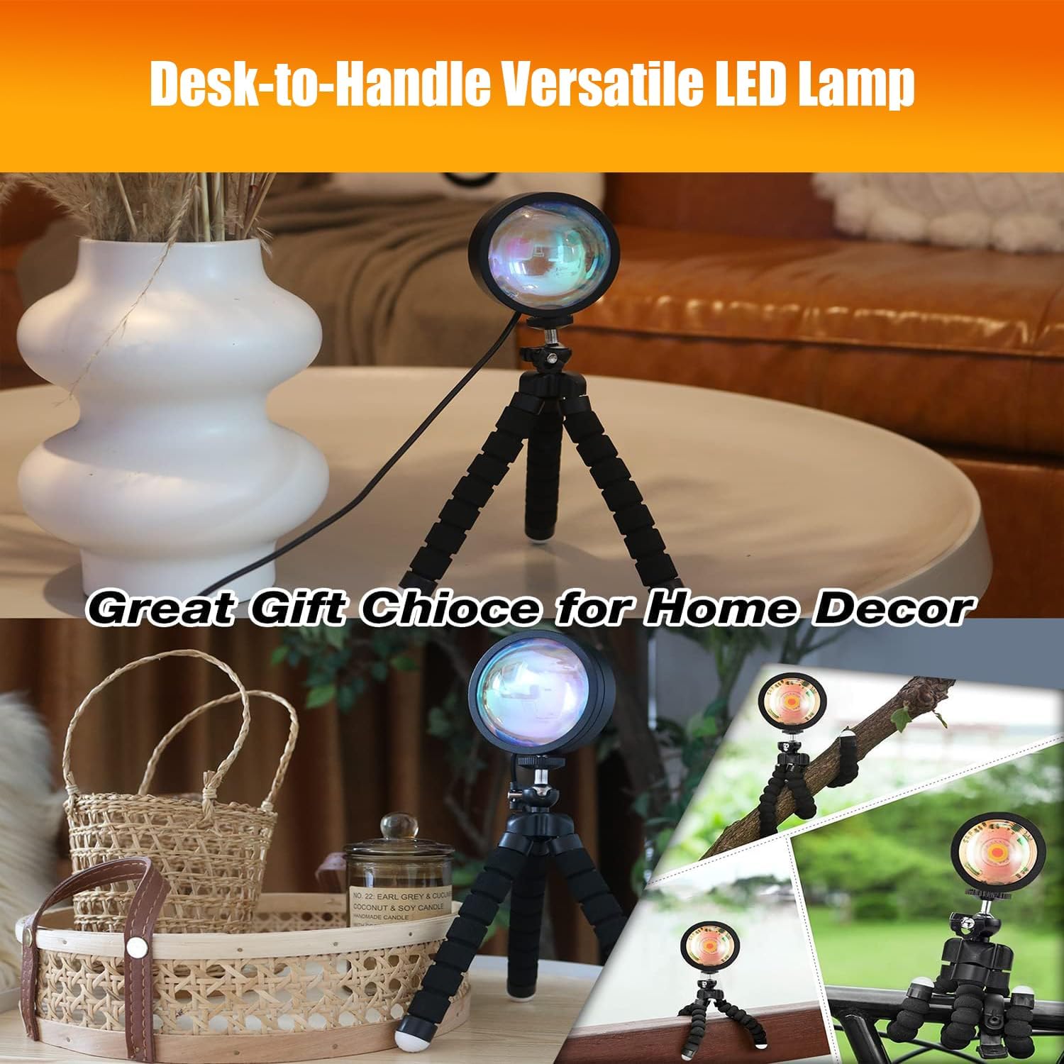 Thumbnail 3 de QUIGO Sunset Lamp Projection LED Lights – 10W Mood Lamp for Bedroom and Room Decor