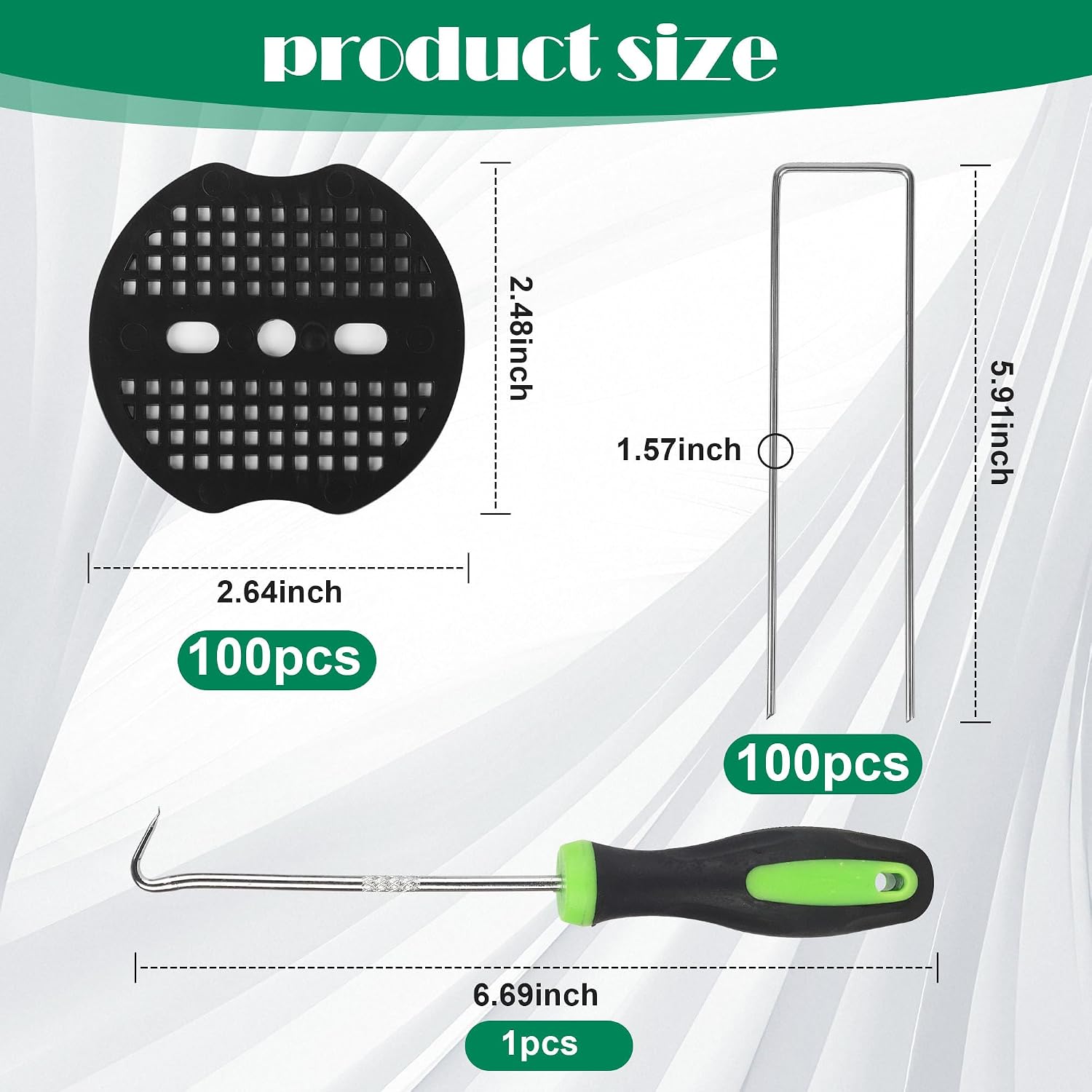 Thumbnail 6 de 50 pezzi Picchetti per telo pacciamatura con rondelle e ganci antiruggine – 150x4mm Ø 2,5mm
