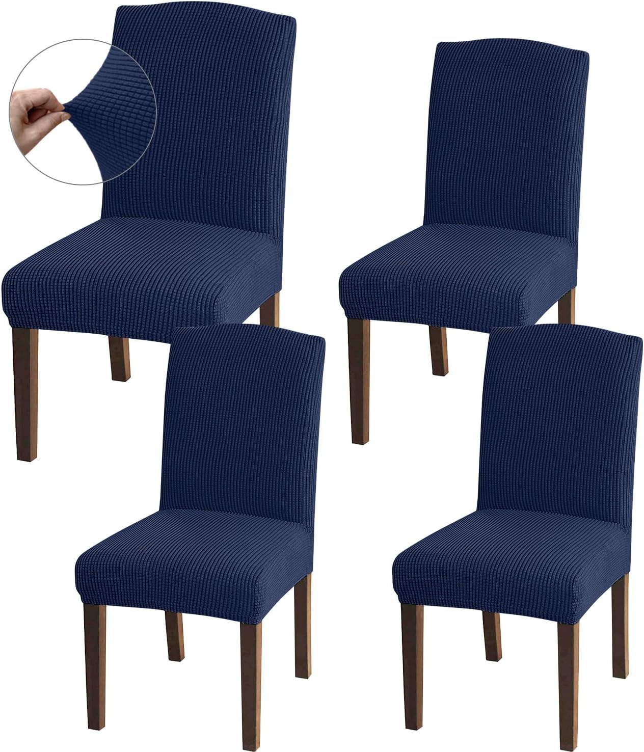 Detalle de Granbest stoelhoezen, set van 4, elastisch en afneembaar, marineblauw