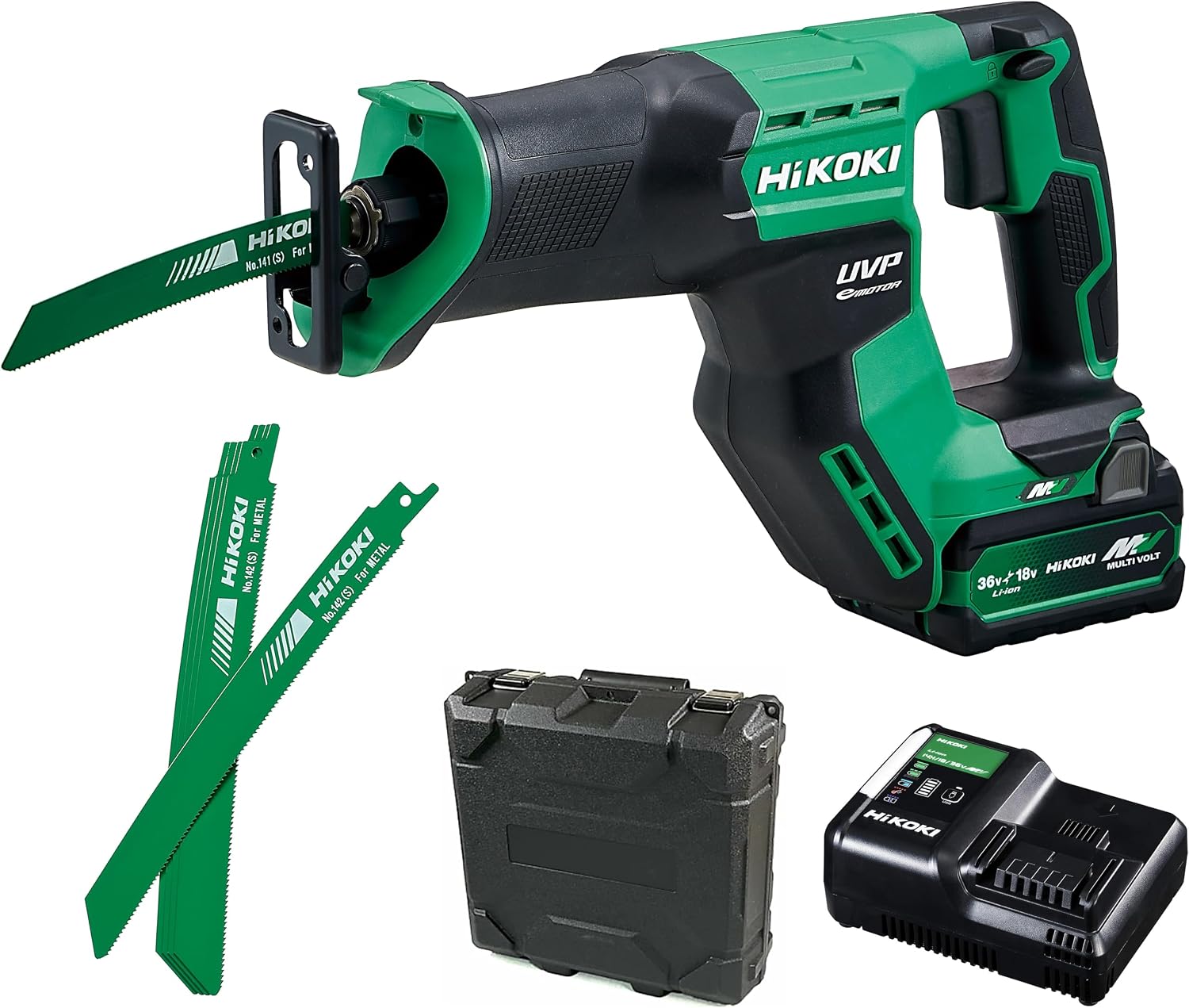 Detalle de HiKOKI CR36DMA(XPZ) 36V充電式セーバソー 金属用ブレード5枚付き