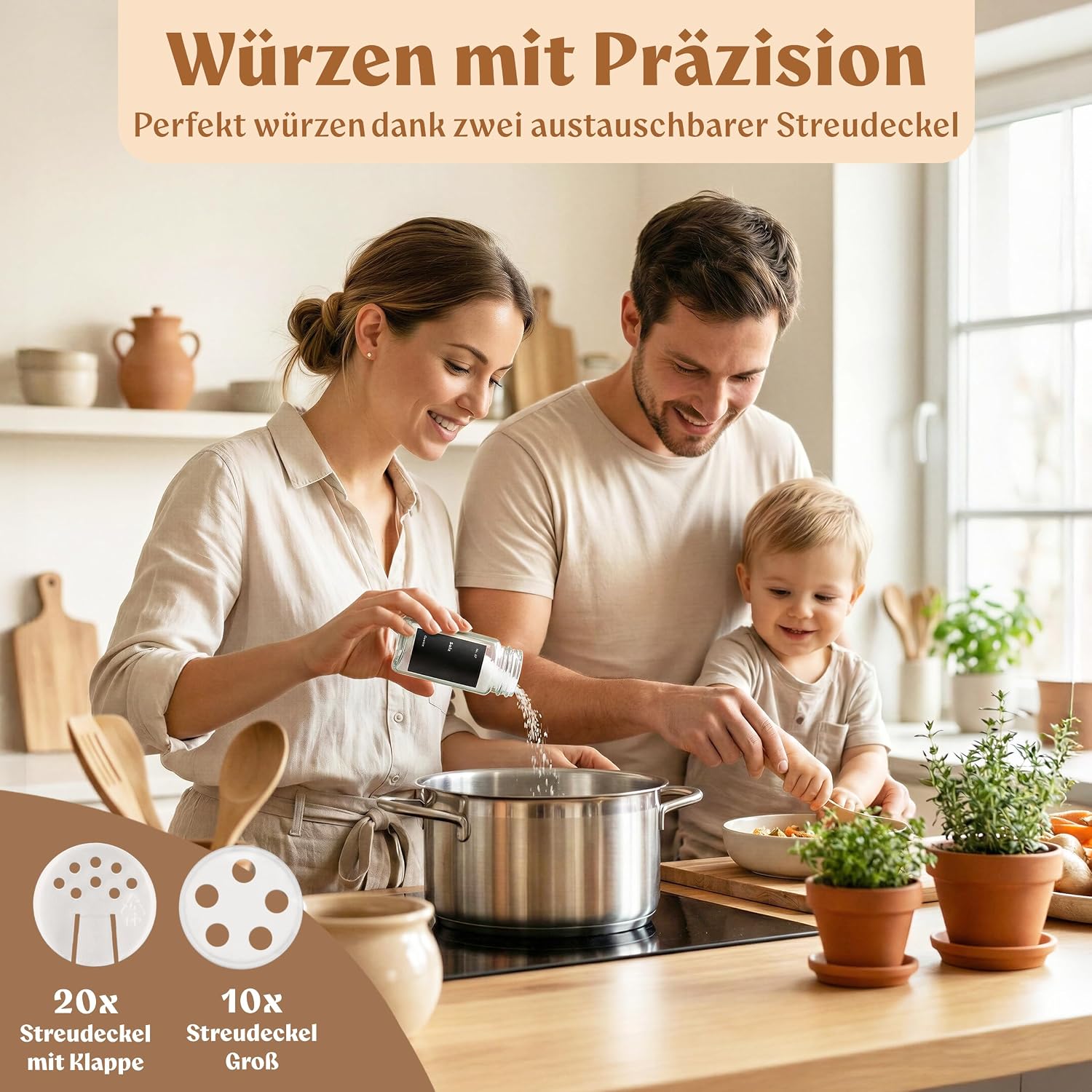 Detalle 2 de EDELHAUS Gewürzgläser Eckig Set 24x120ml