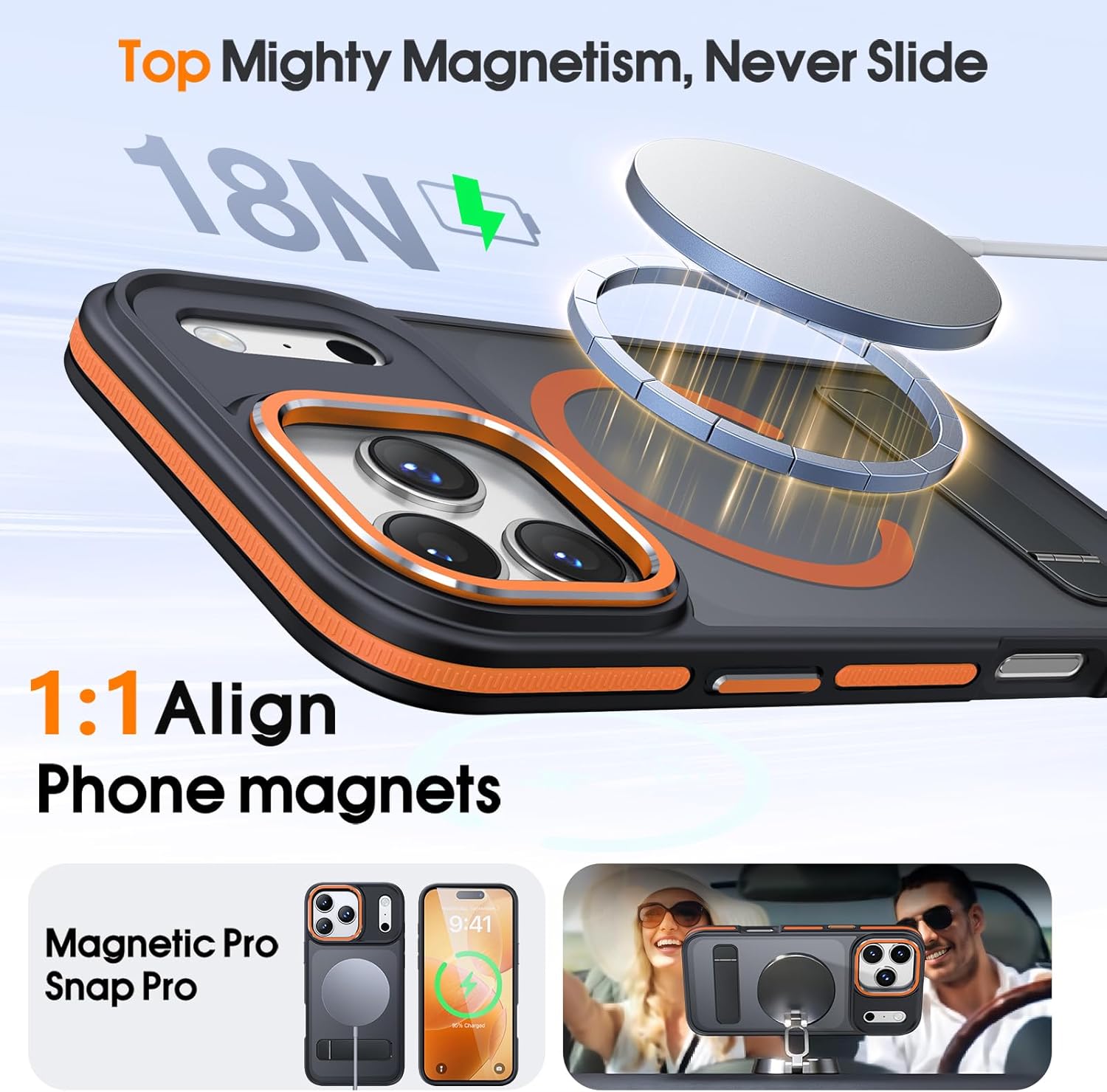 Thumbnail 1 de Misscase iPhone 17 Pro Case with Stand and MagSafe — Orange