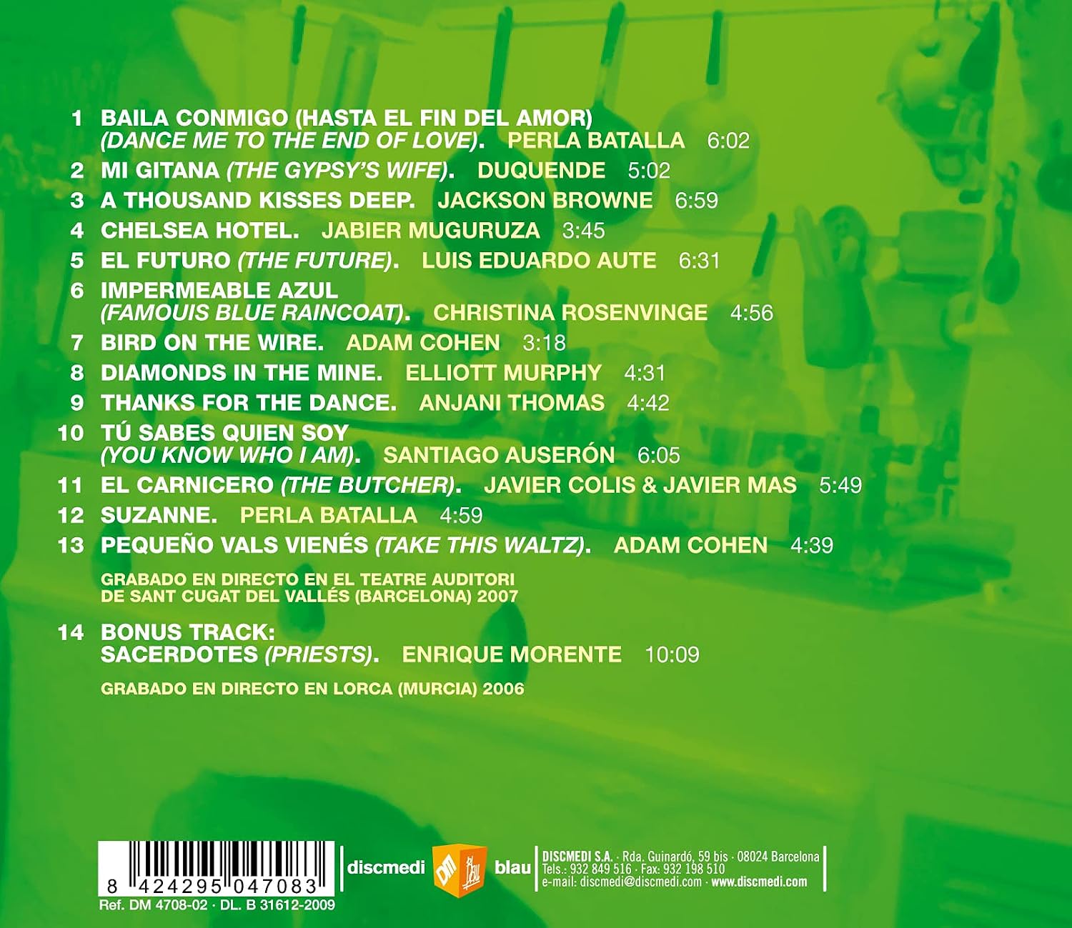 Detalle de Acordes Con Leonard Cohen DM 4708 02 Audio CD, Various Artists