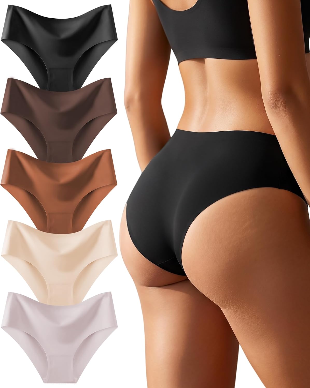 Detalle de ALL OF SHE 5 Pack di mutande senza cuciture da donna a vita media (XS-XL)
