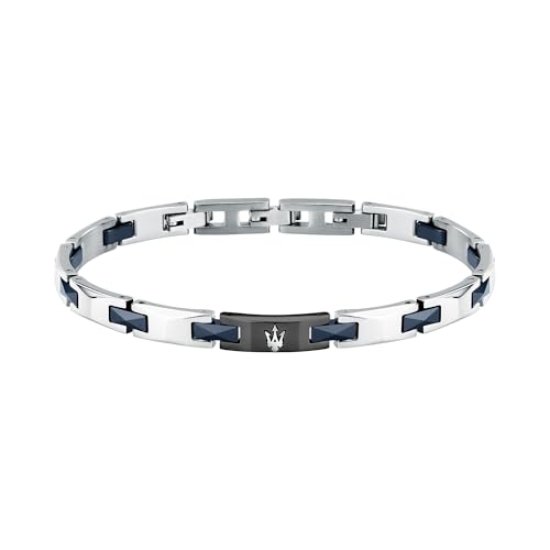 Detalle de Maserati Bracelet Homme en Acier et Céramique – Collection CERAMIC, Bleu et Noir (JM424ATZ52)