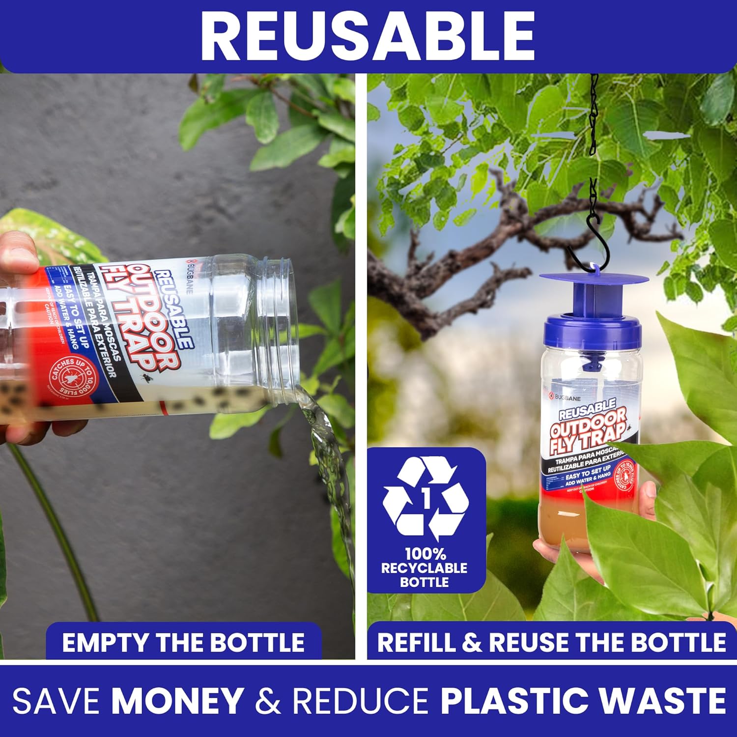 Thumbnail 4 de 2 Fly Traps Outdoor Fly Trap for Patio with 4 Non-Toxic Dissolvable Bait Refills