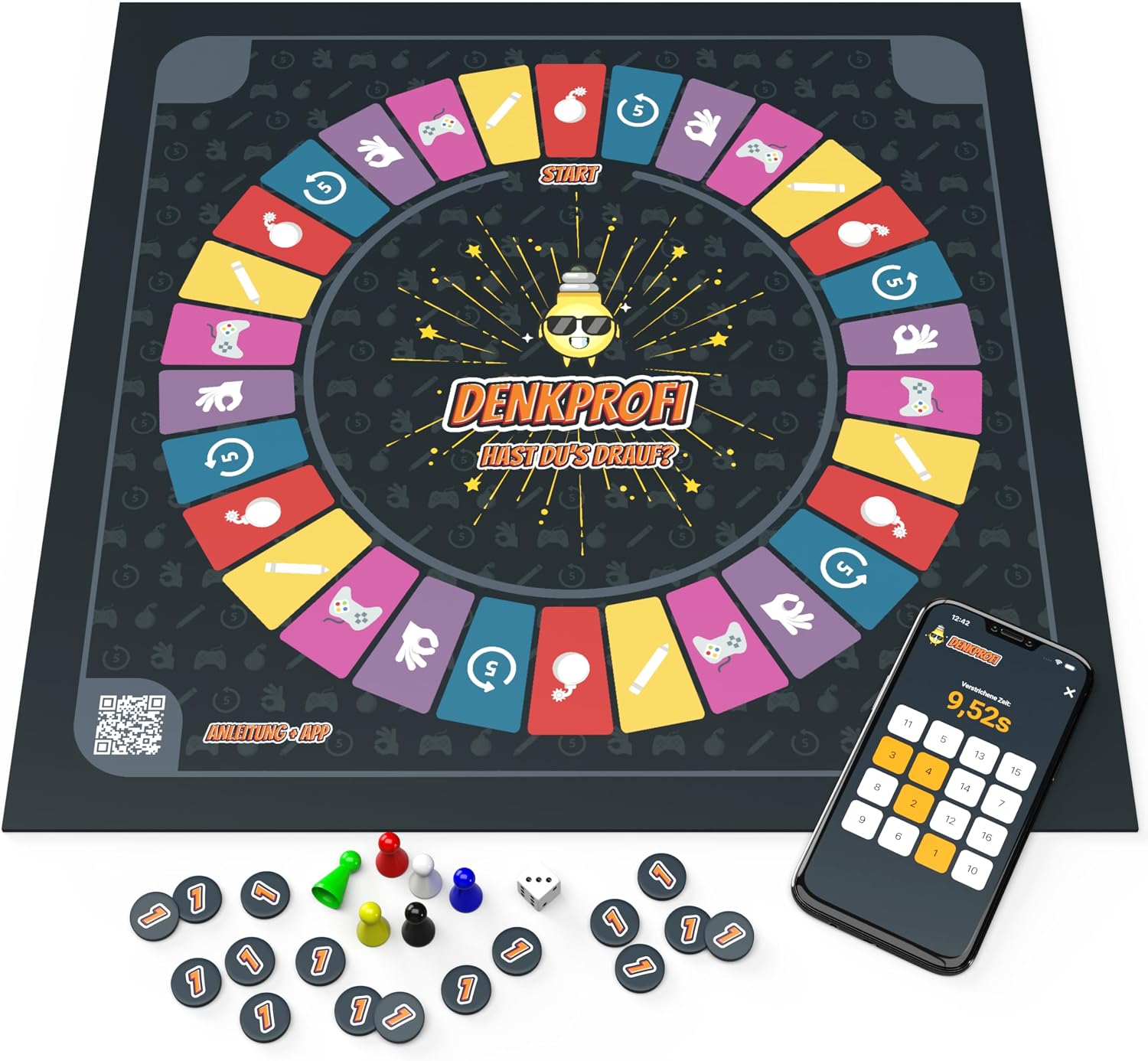 Detalle de Denkprofi – Das Brettspiel mit App: Interaktives Quiz- und Wissensspiel für 3–6 Personen
