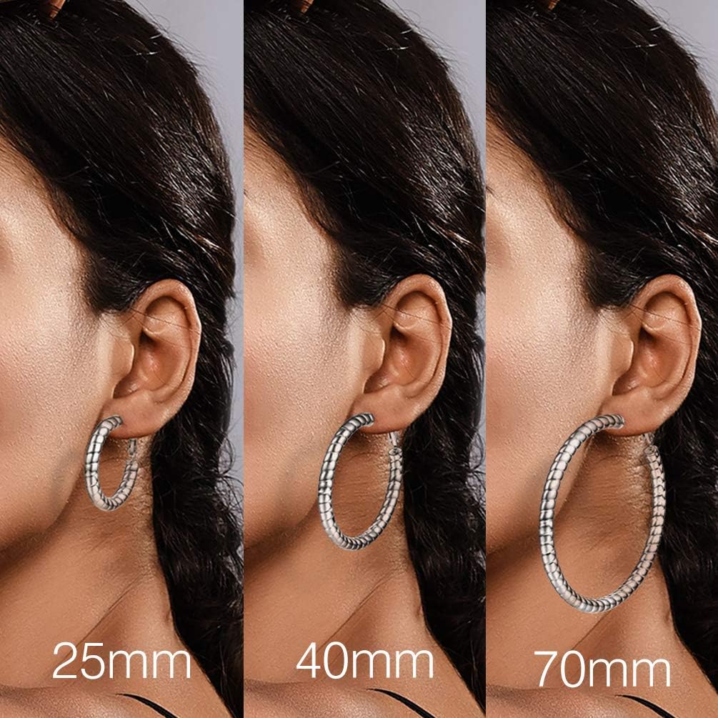 Thumbnail 1 de PROSTEEL Orecchini a cerchio donna in acciaio 316L placcato oro 18K, argento nero, diametri 25/40/70 mm (con confezione regalo)