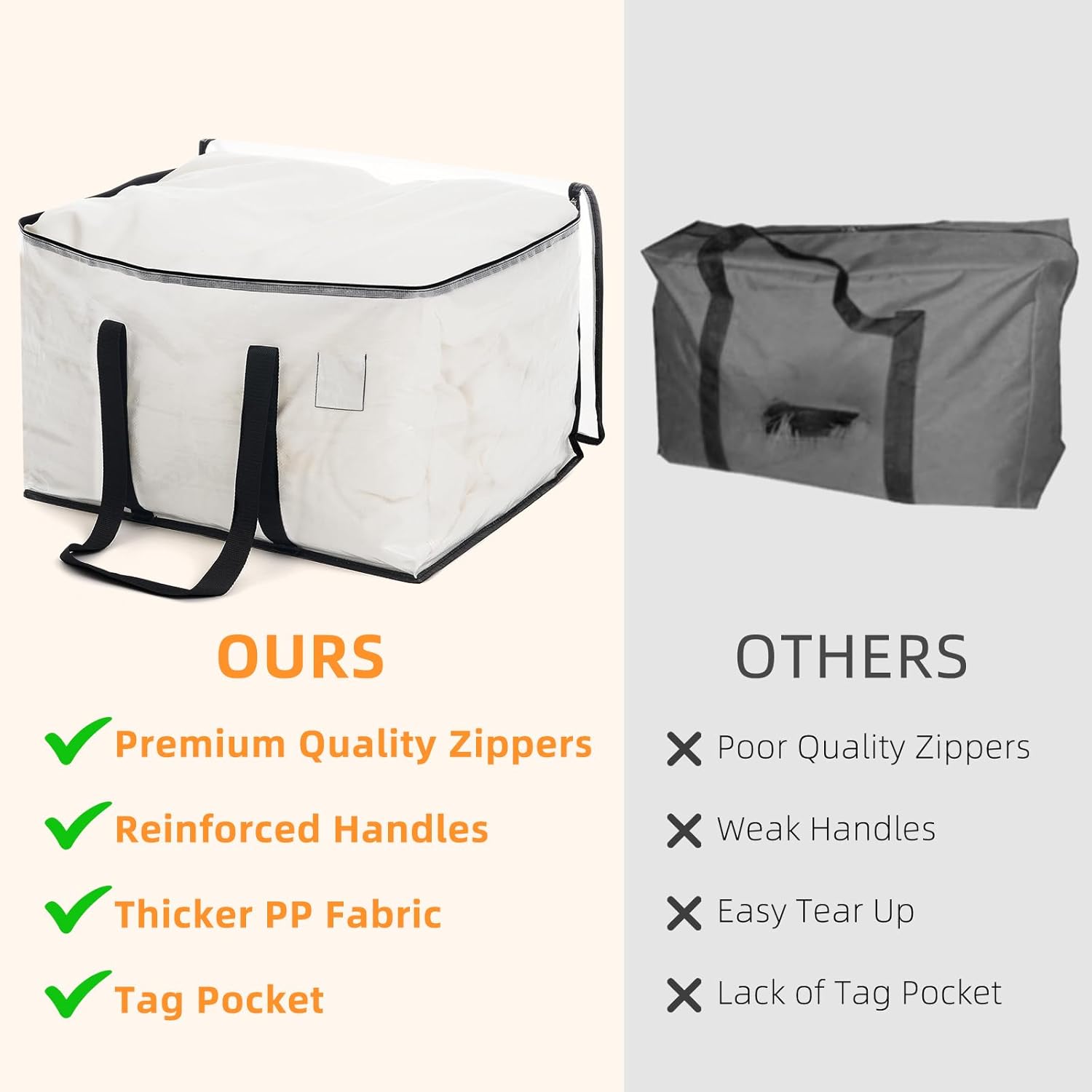 Thumbnail 5 de Clothes Bags Storage 120L Pack (6) with Zipper, Handles and Tag Pocket — Foldable Wardrobe & Moving Bags