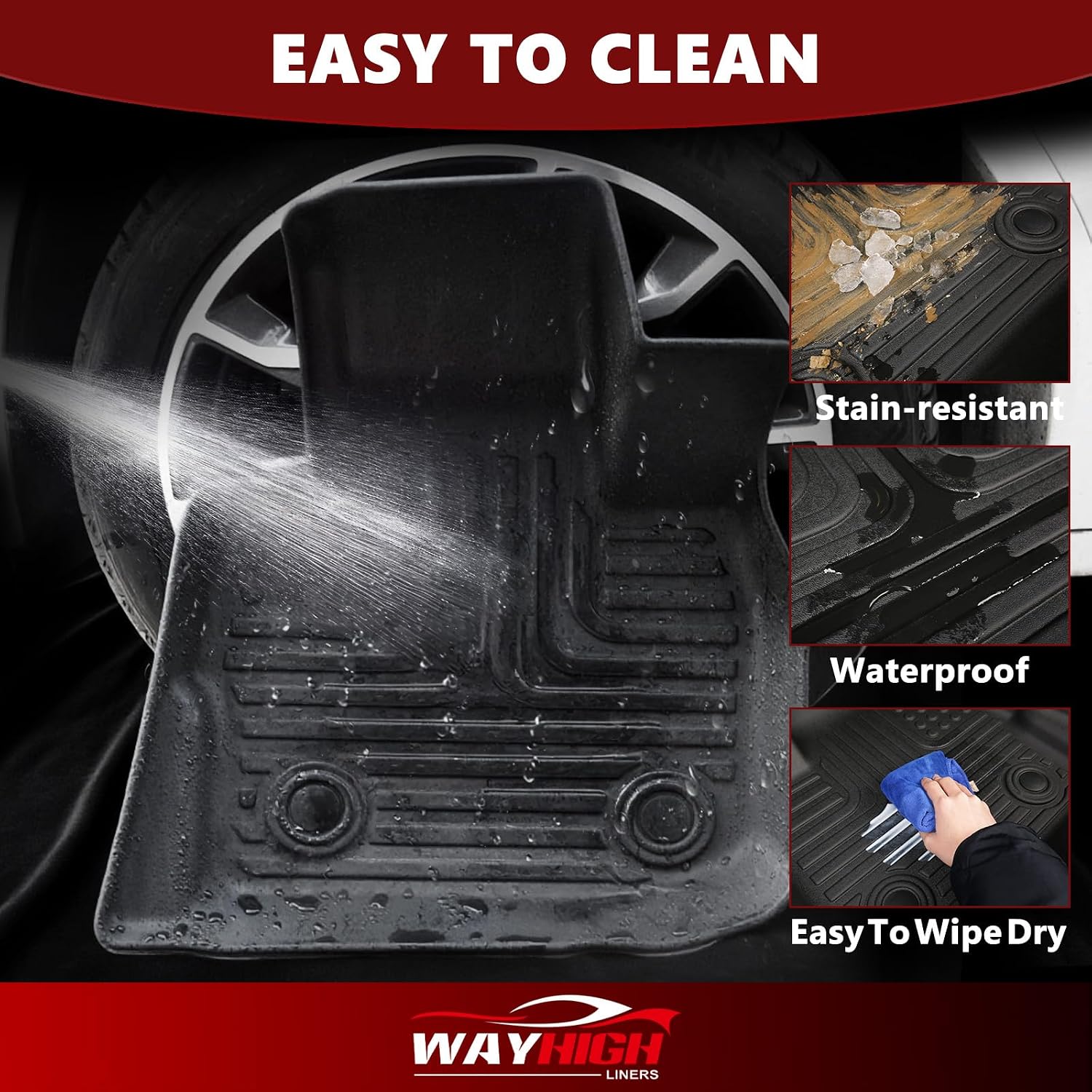 Detalle de Wayhigh Volkswagen Tiguan Floor Mats & Cargo Liner, 2018-2024, TPE, 5-Seat