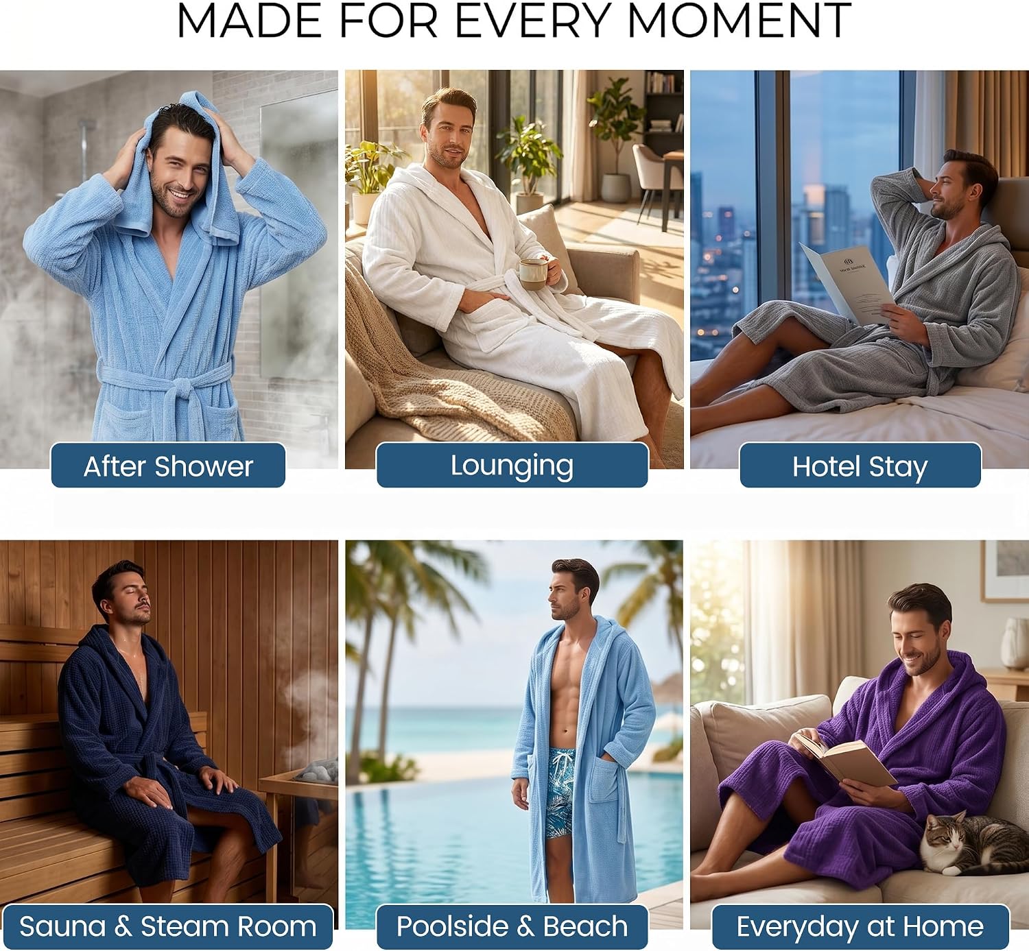 Thumbnail 4 de PJGGZ Men's Hooded Towel Robe - Quick Dry 🧖